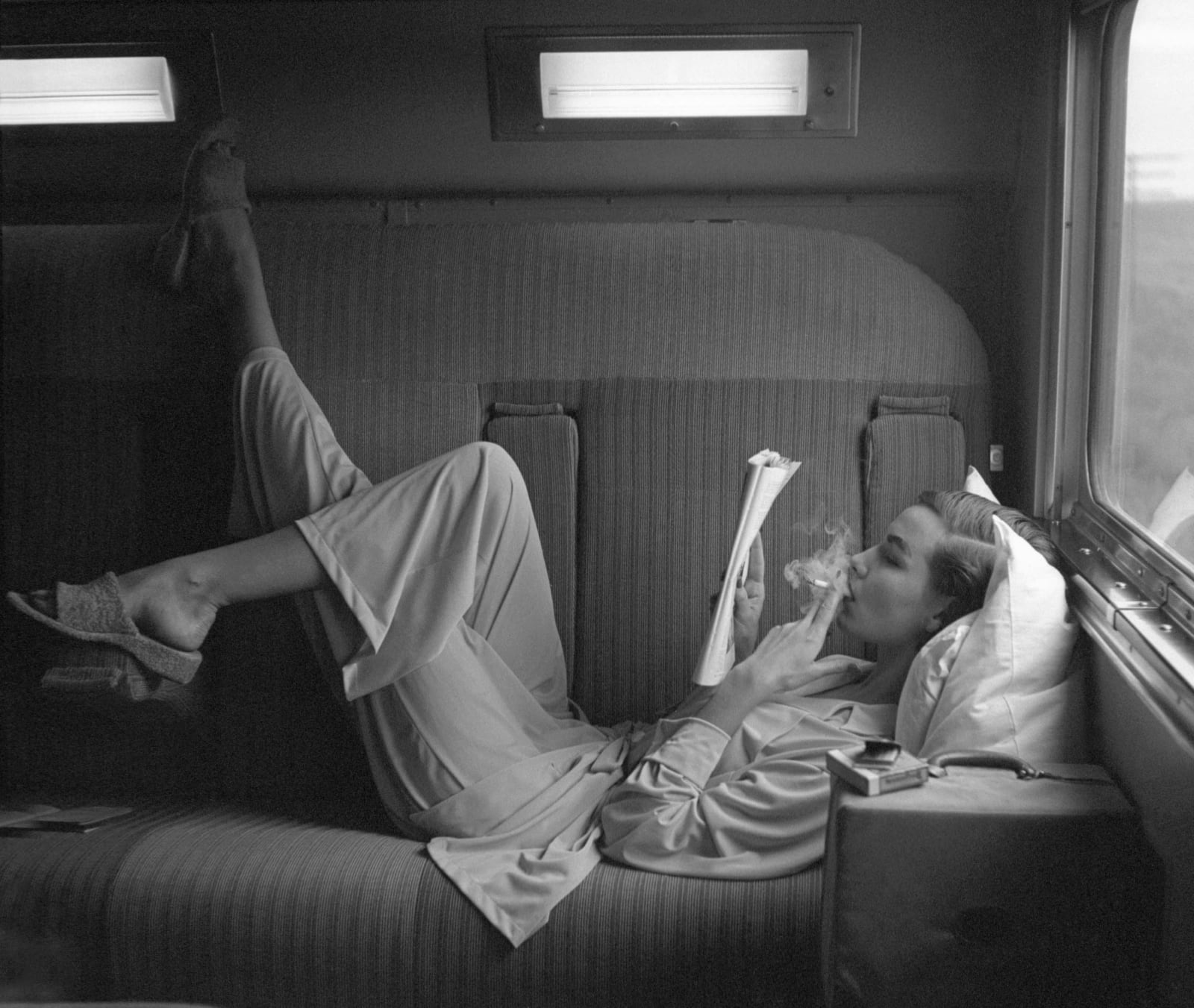 Lillian Bassman, Southwest Passage - Sunset Pink, model in pajamas by Kickernick, Harper's Bazaar, 1951