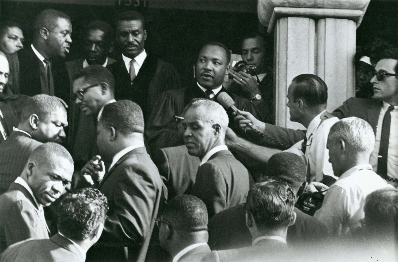 Danny Lyon, Abernathy, Shuttlesworth (SCLC), King and Wilkinson (NAACP), 1963