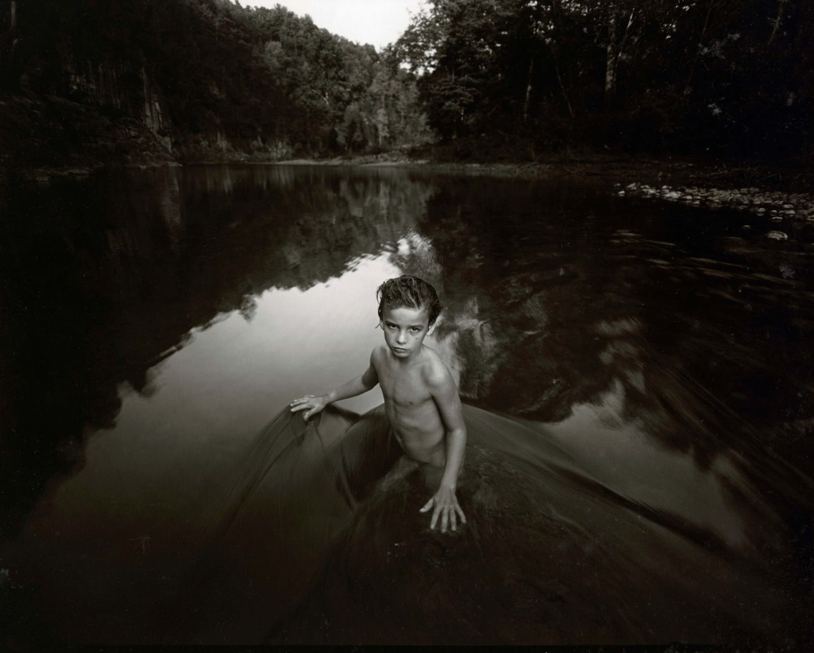 Sally Mann Immediate Family series, The Last Time Emmett Modeled Nude, photograph of son in water