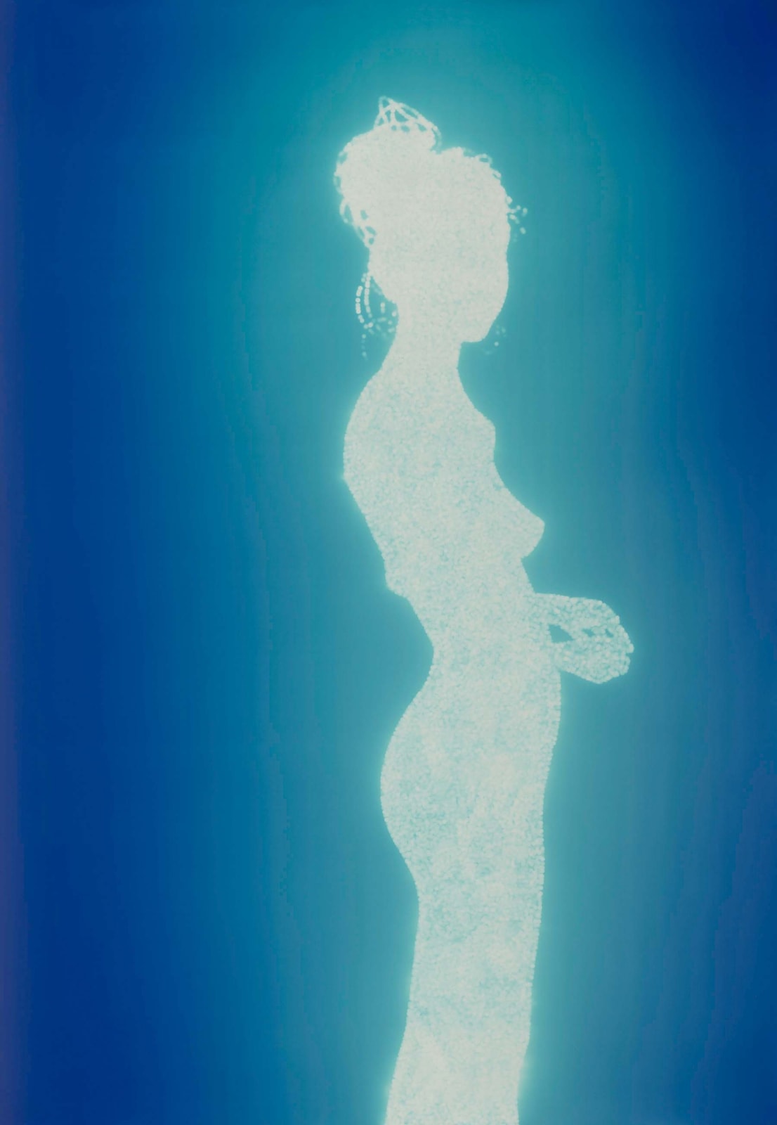 Christopher Bucklow Tetrarch, 11.06am, 9th June silhouette of nude woman in light coming through blue background