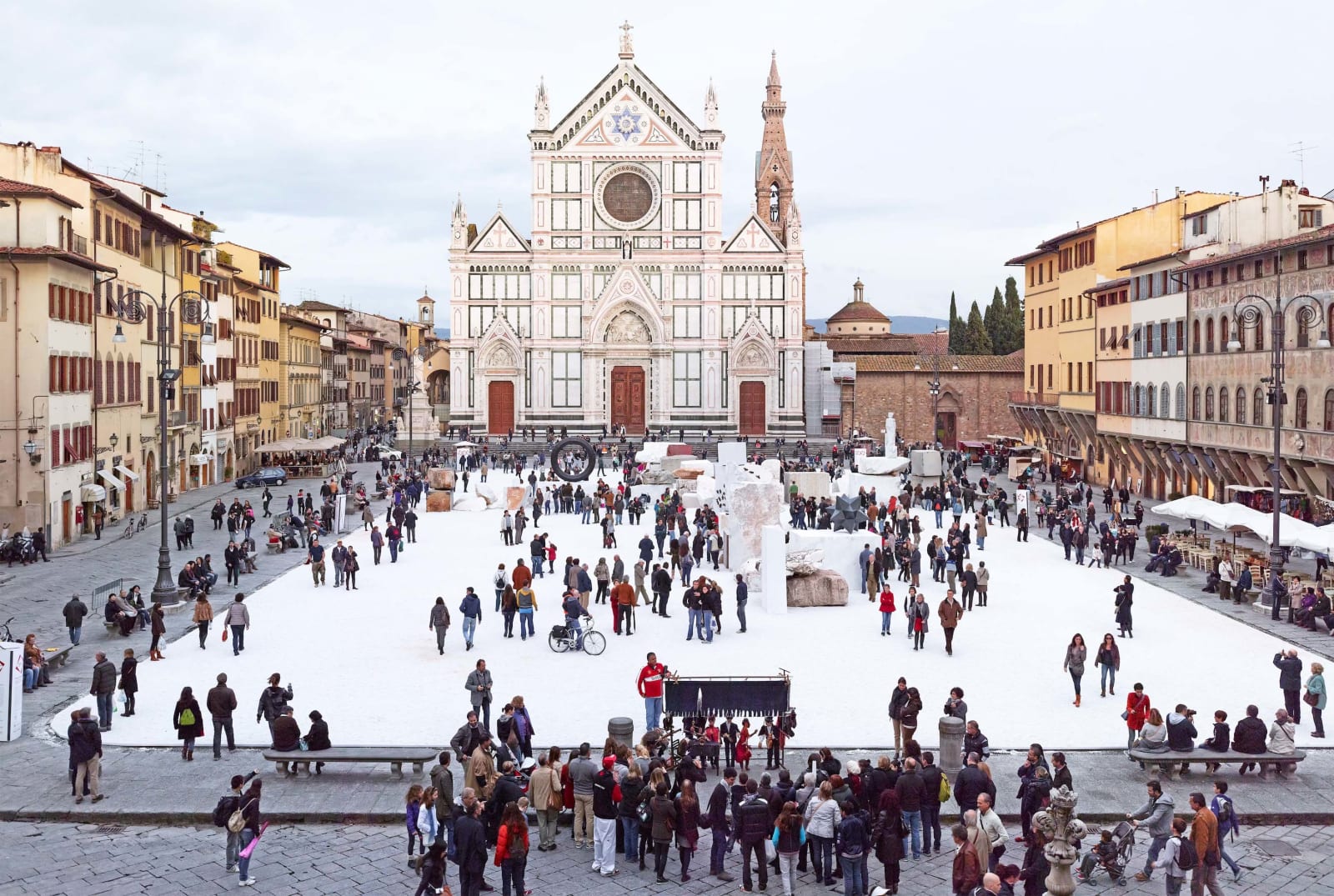 Santa Croce Puppet Show in Florence at winter, by Massimo Vitali