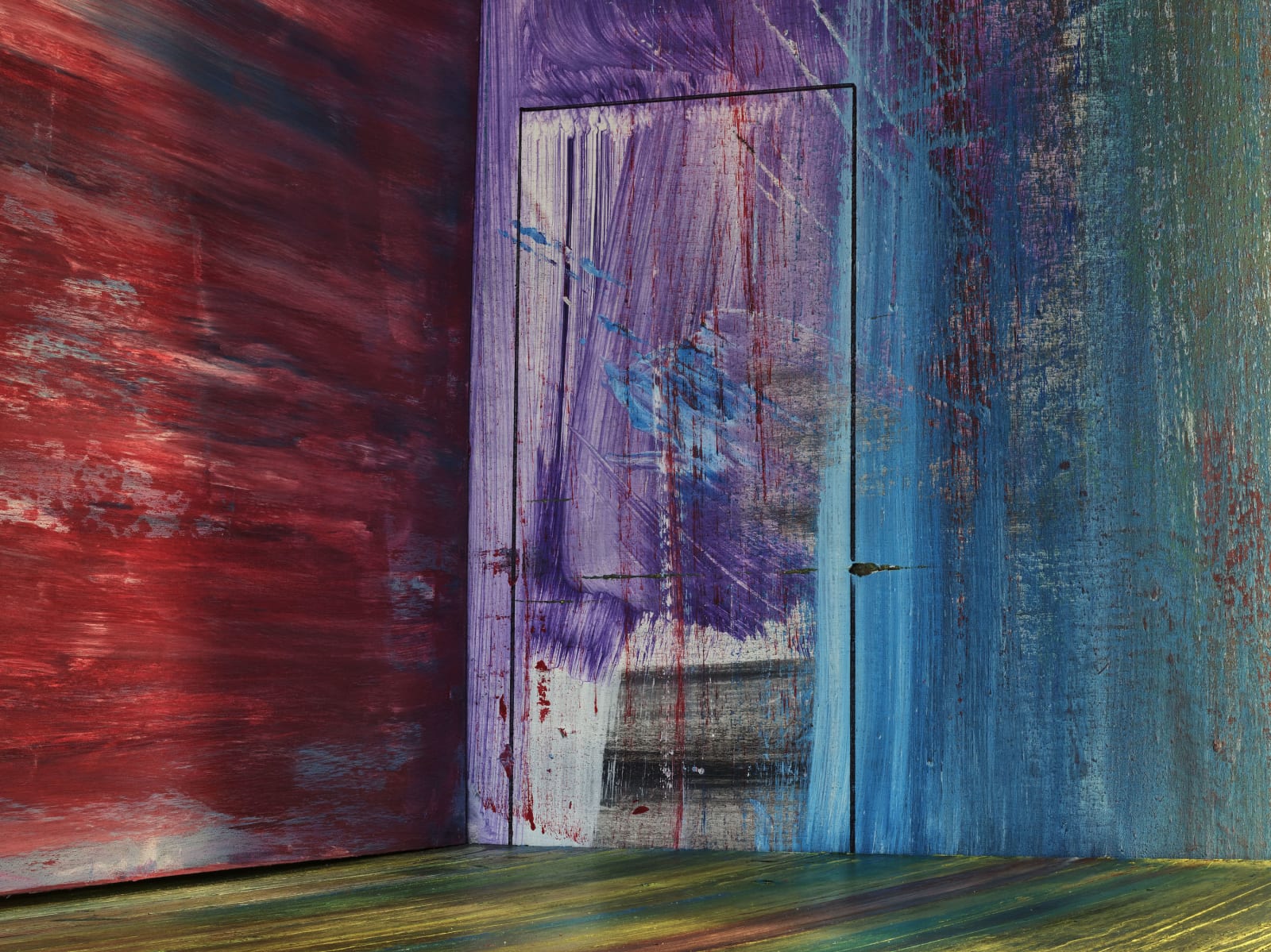 red purple and blue painted room