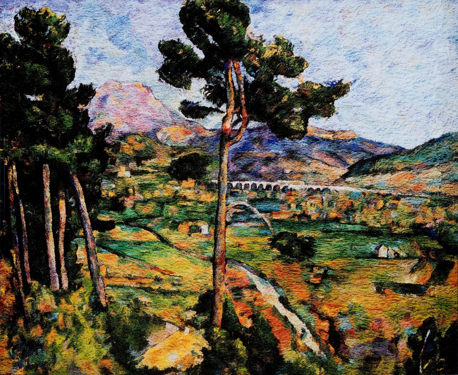 Vik Muniz picture of pigment to imitate Cezanne landscape