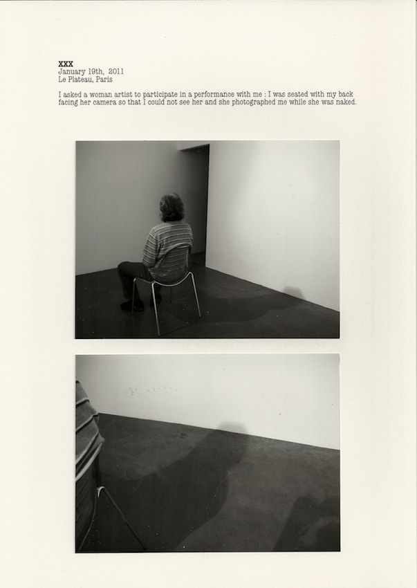 Jiří Kovanda, XXX, I asked a woman artist to participate in a performance with me : I was seated with...