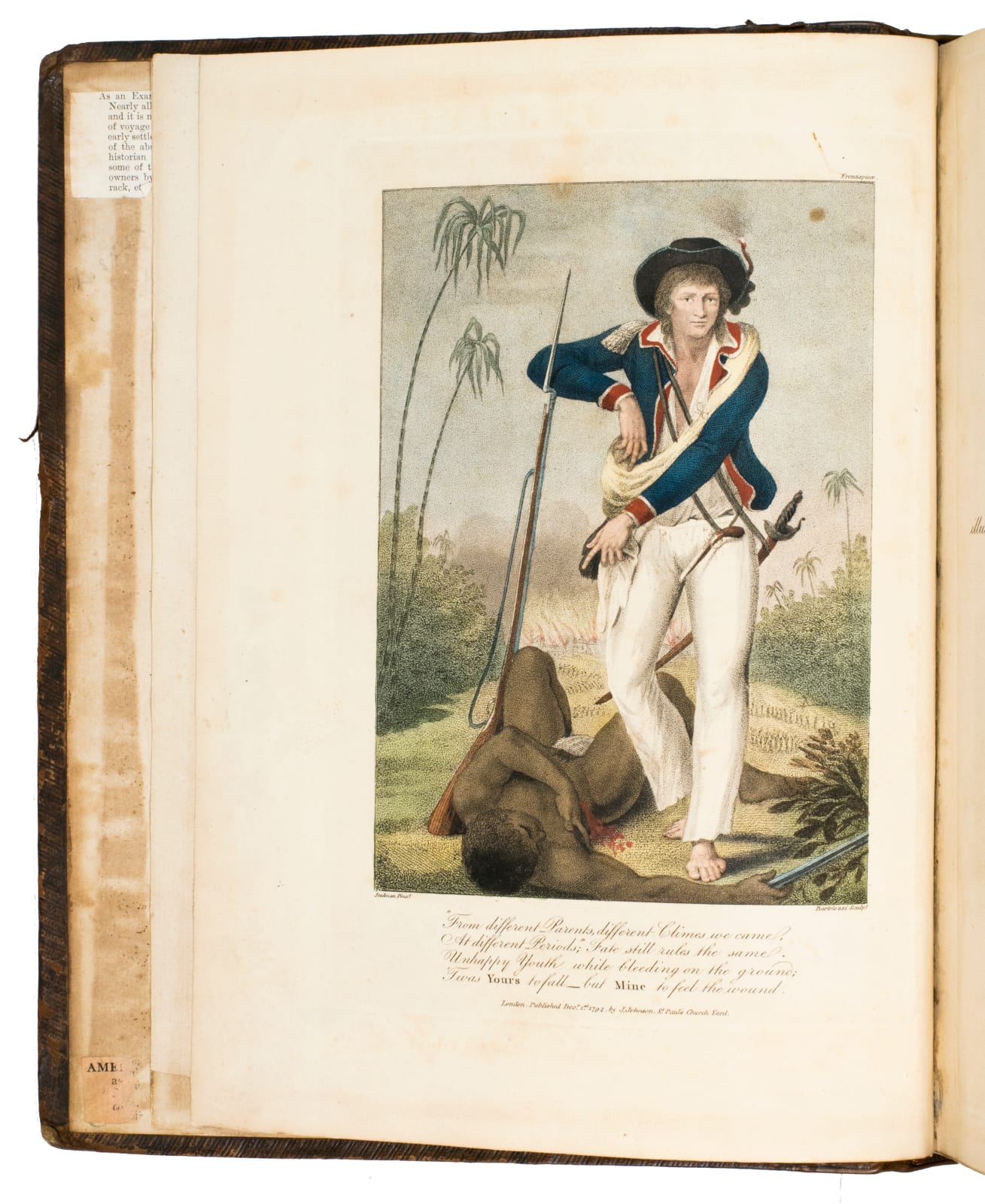 Stedman, John Gabriel, Narrative, of a five years' expedition, against the revolted negroes of Surinam, in Guiana, on the wild coast of South America… with an account of the Indians of Guiana, & negroes of Guiana, 1796. London, printed by J. Johnson and J. Edwards.