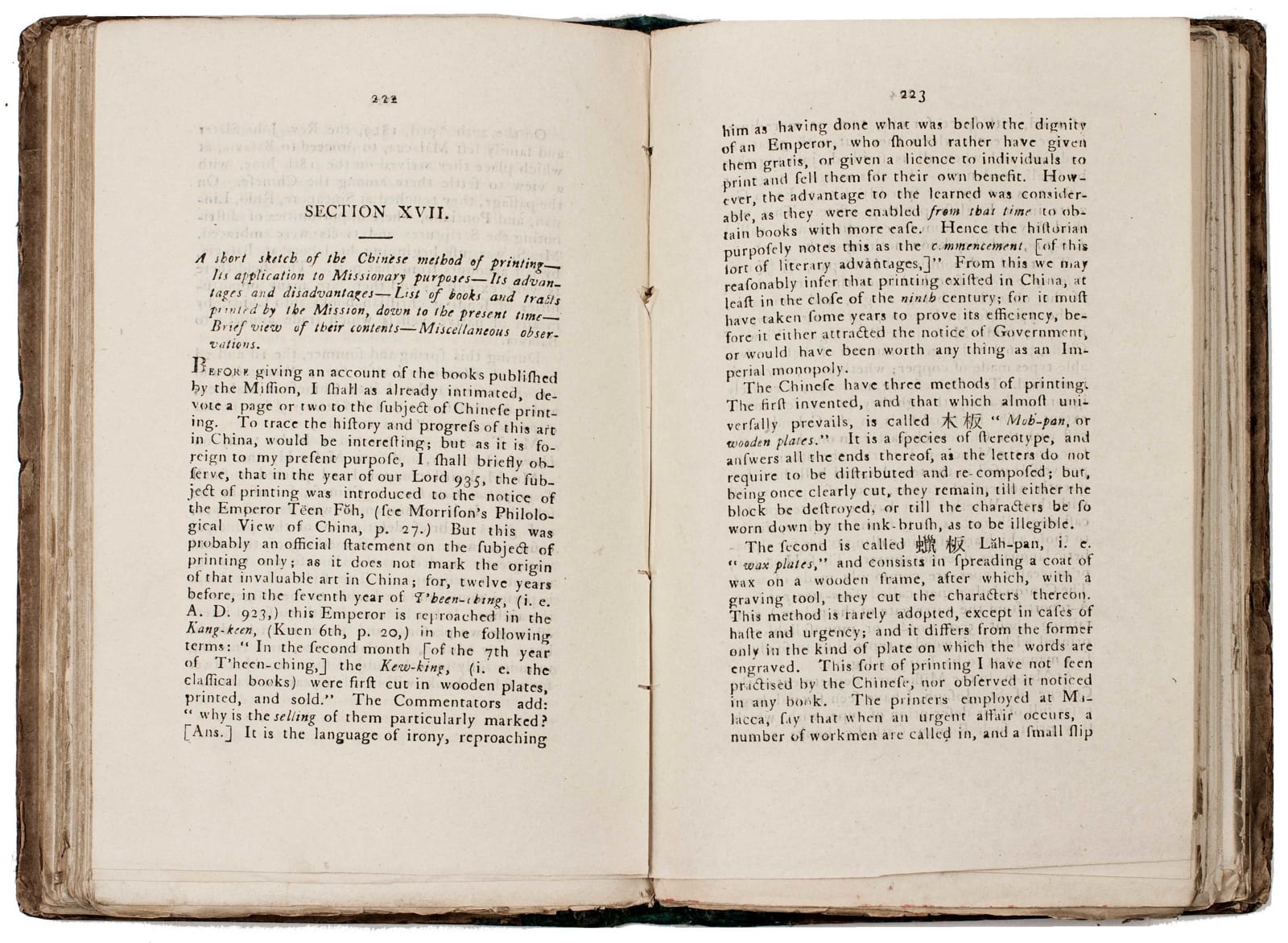 Milne, William; Morrison, Robert, A retrospect of the first ten years of the Protestant mission to China, (now, in connection with the Malay, denominated, the Ultra-Ganges Missions), 1820. Malacca. Anglo-Chinese Press.