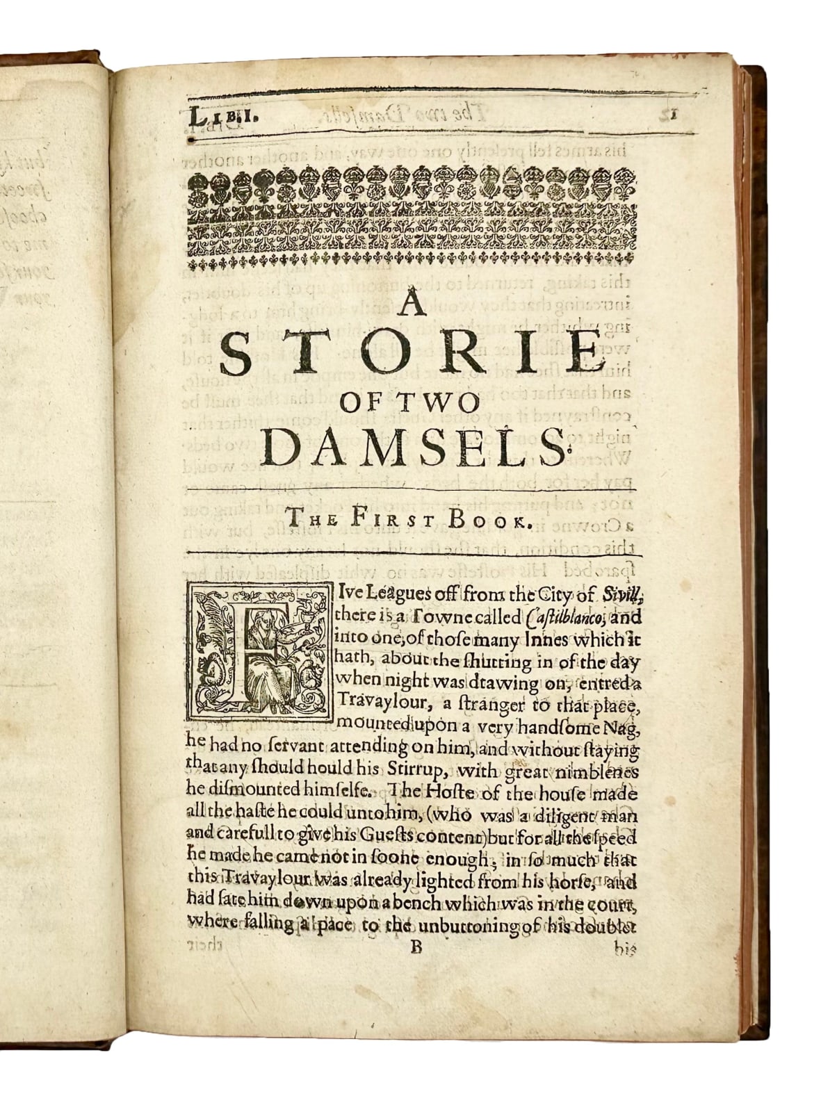 Cervantes de Saavedra, Miguel de, Exemplarie Novells; in Sixe Books, 1640. London. John Dawson for R.M., to be sold by Laurence Blaicklocke.