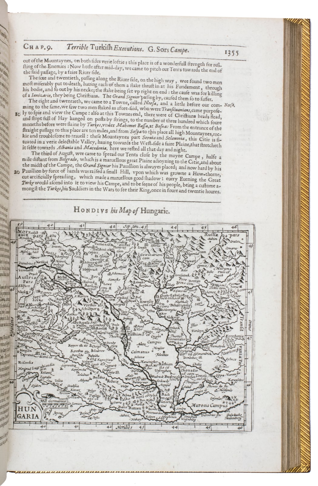 Purchas, Samuel, Purchas his pilgrimes. In five bookes. The first, contayning the voyages and peregrinations made by ancient kings... to and thorow the remoter parts of the knowne world... The second, a description of all the circum-navigations of the globe. The third, navigations and voyages of English-men, alongst the coasts of Africa... Indian shoares, continents and ilands. The fourth, English voyages beyond the East Indies, to the ilands of Japan, China, Cauchinchina, the Philippinae ... The fifth, navigations, voyages... of the English nation in the Easterne parts of the world [bound with, as usual]: Purchas, Samuel. Purchas his pilgrimage. Or relations of the world and the religions observed in all ages and places discovered, from the creation unto this present, 1625-1626. London. William Stansby for Henry Featherstone.