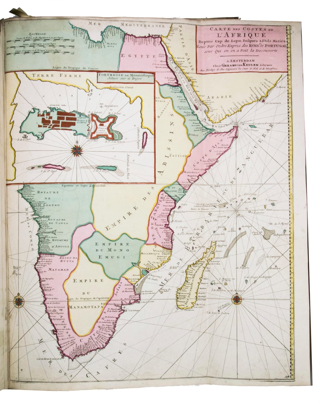 [Keulen, Gerard and Johannes van, and others], [Composite sea atlas containing 56 detailed charts including 3 manuscript charts], Amsterdam, [Johannes van Keulen and others, 1700-1753, engraved title page dated 1734].