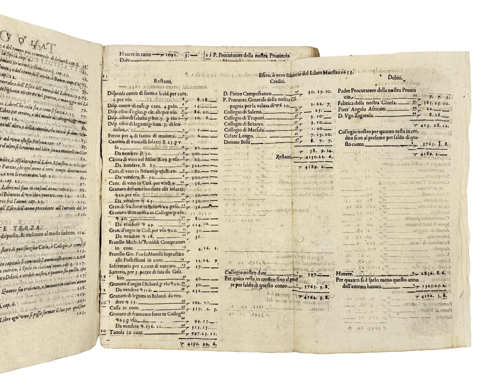 Flori, Ludovico, Trattato del modo di tenere il libro doppio domestico, Palermo: Decio Cirillo, 1636.