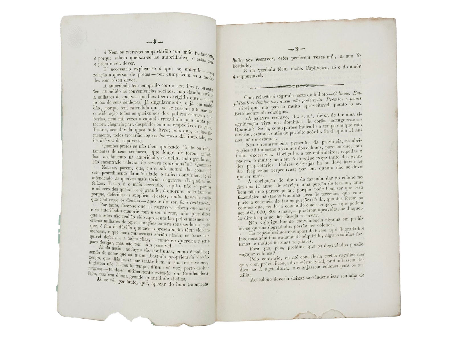 Sá Nogueira Pinto de Balsemão, Eduardo Augusto de, Os escravos. Duas palavras sobre a memoria publicada pelo Sr. Juiz Carlos Pacheco, ácerca da abolição da escravidão, 1867. Luanda. Imprensa do Govêrno.