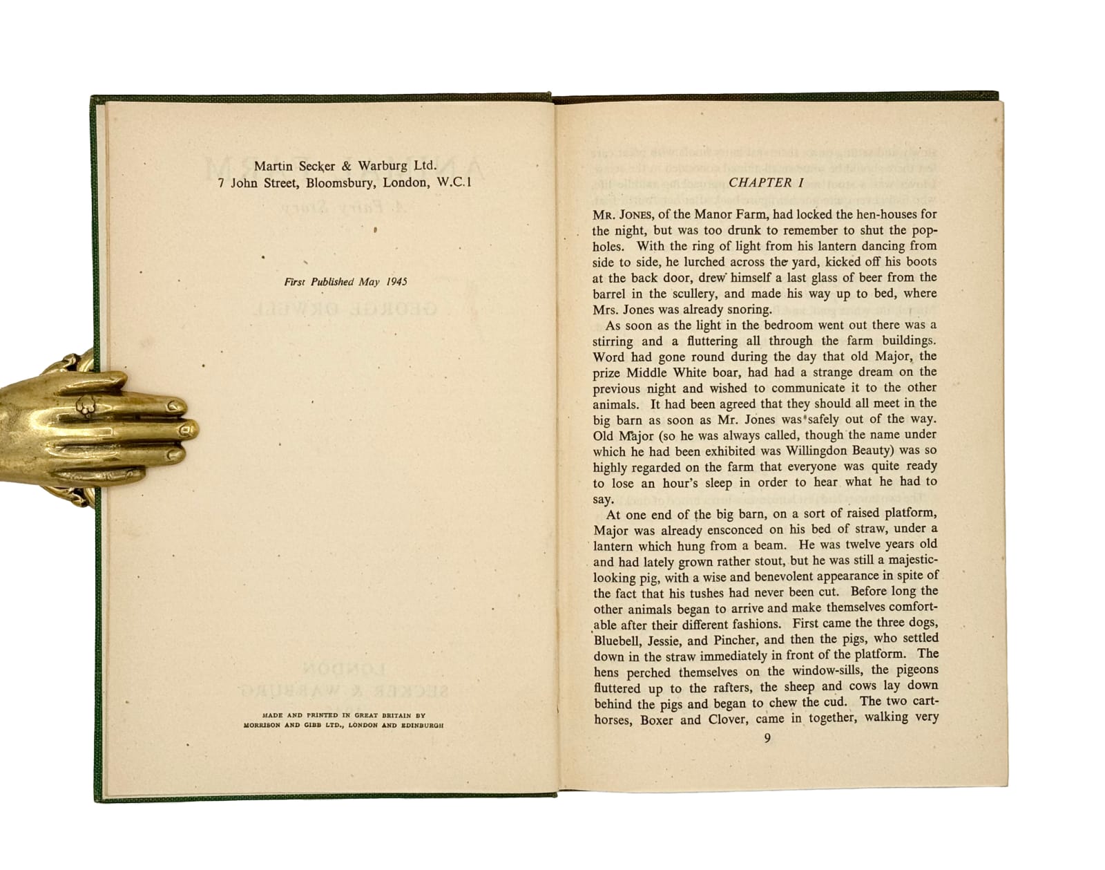 Orwell, George, Animal Farm, A Fairy Story, 1945. London, Secker and Warburg.