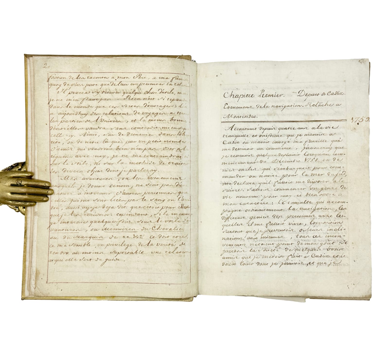 Quesnel, Jean, Relation d’un voyage à l’Amérique Méridionale fait pendant les années 1759, 1760, 1761, 1762, 1763, et 1764 par Jean Quesnel et redigée au Port Ste. Marie [i.e., Puerto de Santa Maria, Andalusia] l’année 1765, 1765. [Puerto de Santa Maria, Andalusia].
