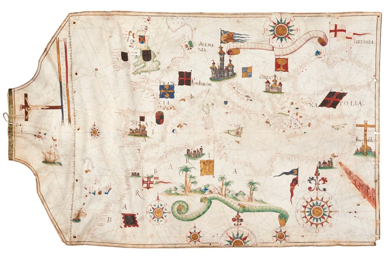 [Portolan Chart], Manuscript chart on vellum depicting the Mediterranean basin, Second half of the 16th century, perhaps before 1574. Possibly Portugal, or Spain.