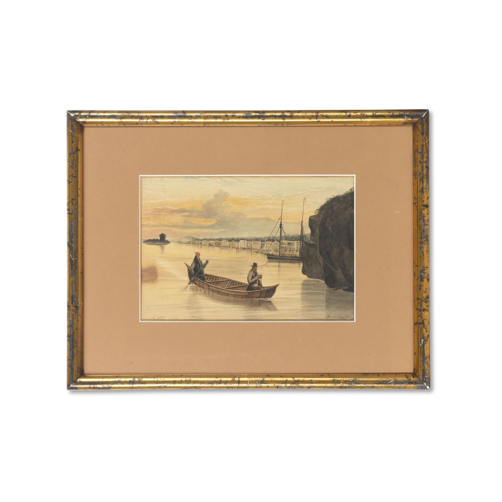 Bainbrigge, Philip John (attributed to), “Brookeville – Upper Canada”, inscribed “Brookeville – Upper Canada” to the lower left and “Brookeville” on the lower right, 1840. Ontario, Canada.