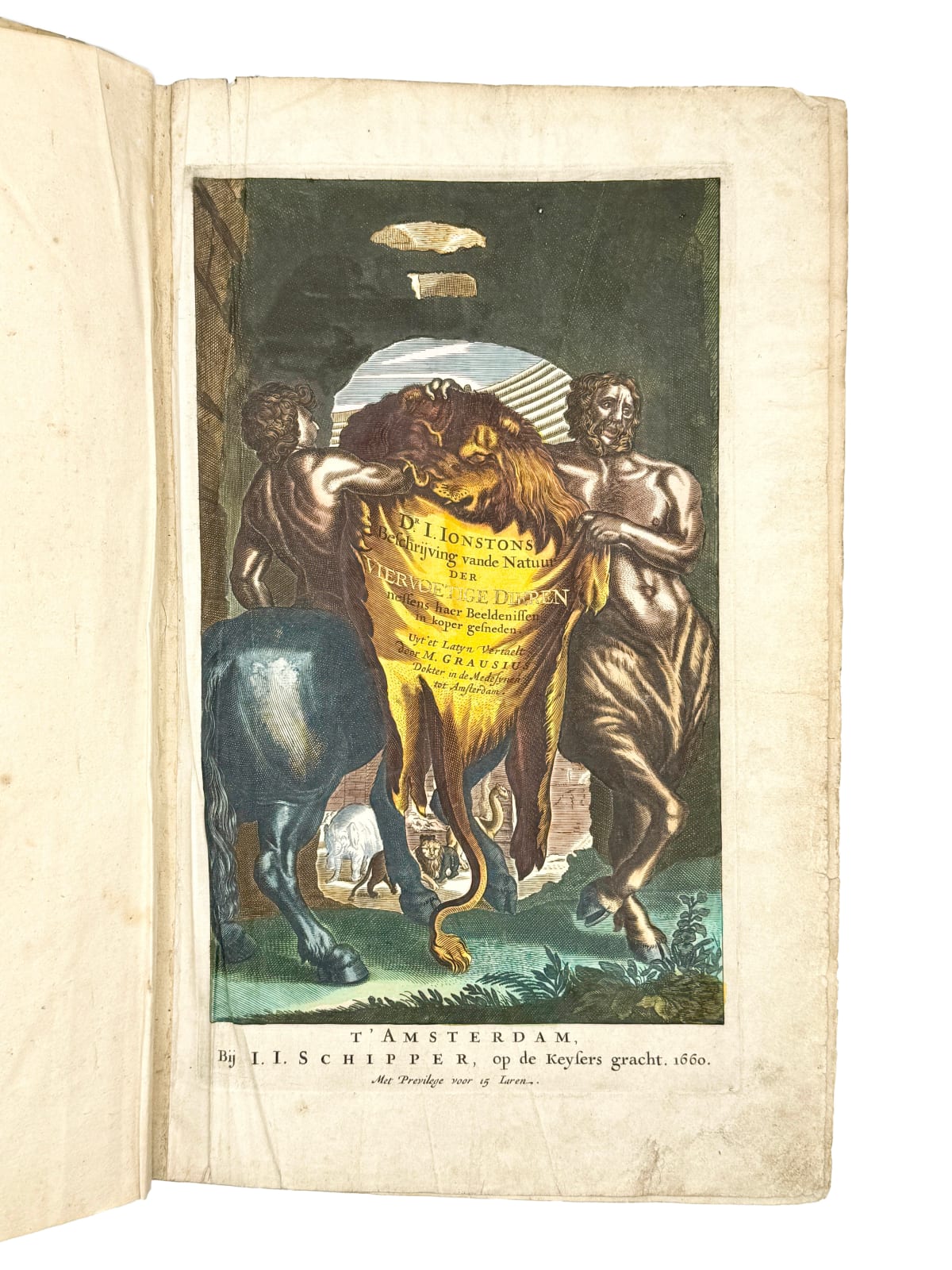 Jonston, Johannes (Matthias GRAUS, translator), Naeukeurige beschryving van de natuur der vier-voetige dieren, vissen en bloedlooze water-dieren, vogelen, kronkel-dieren, slangen en draken, Amsterdam, Jan Jacobsz. Schipper, 1660.