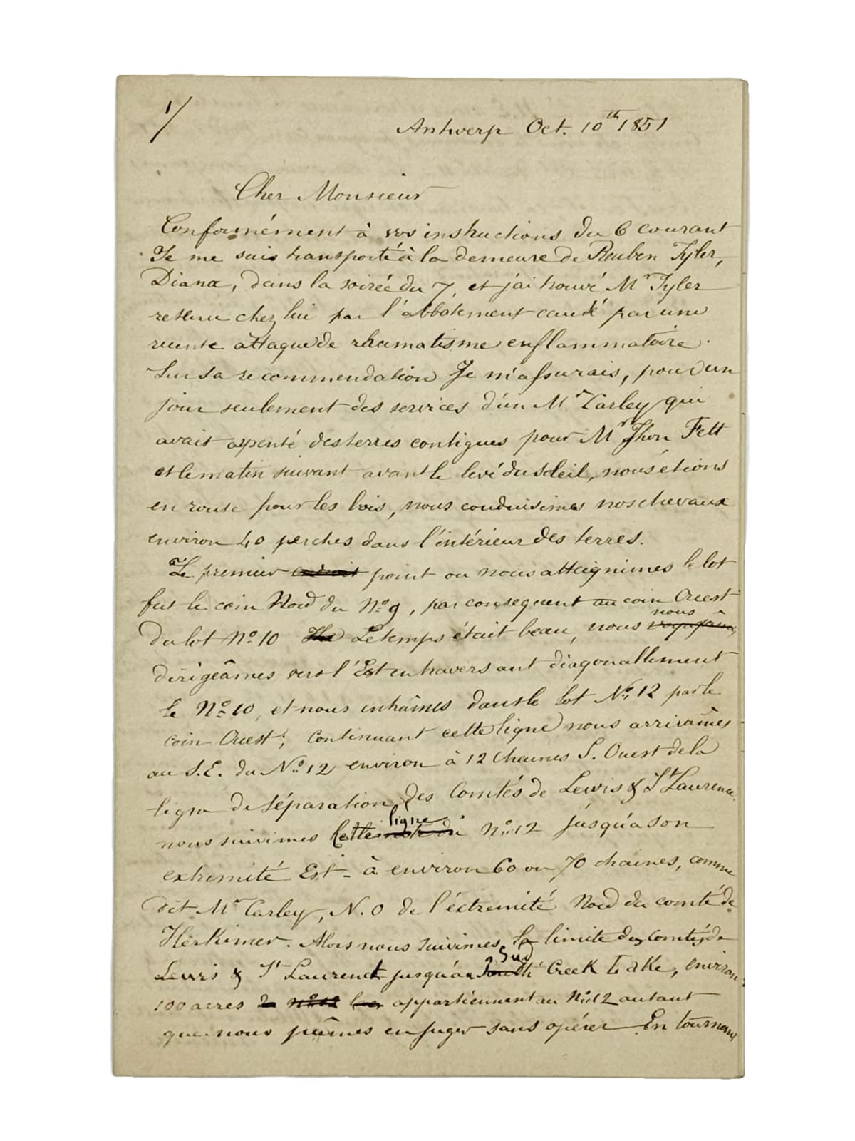 [New York – Jefferson County], An extensive archive of letters and documents on the creation and planning of Jefferson County, New York, Paris, etc., 1797–1877.