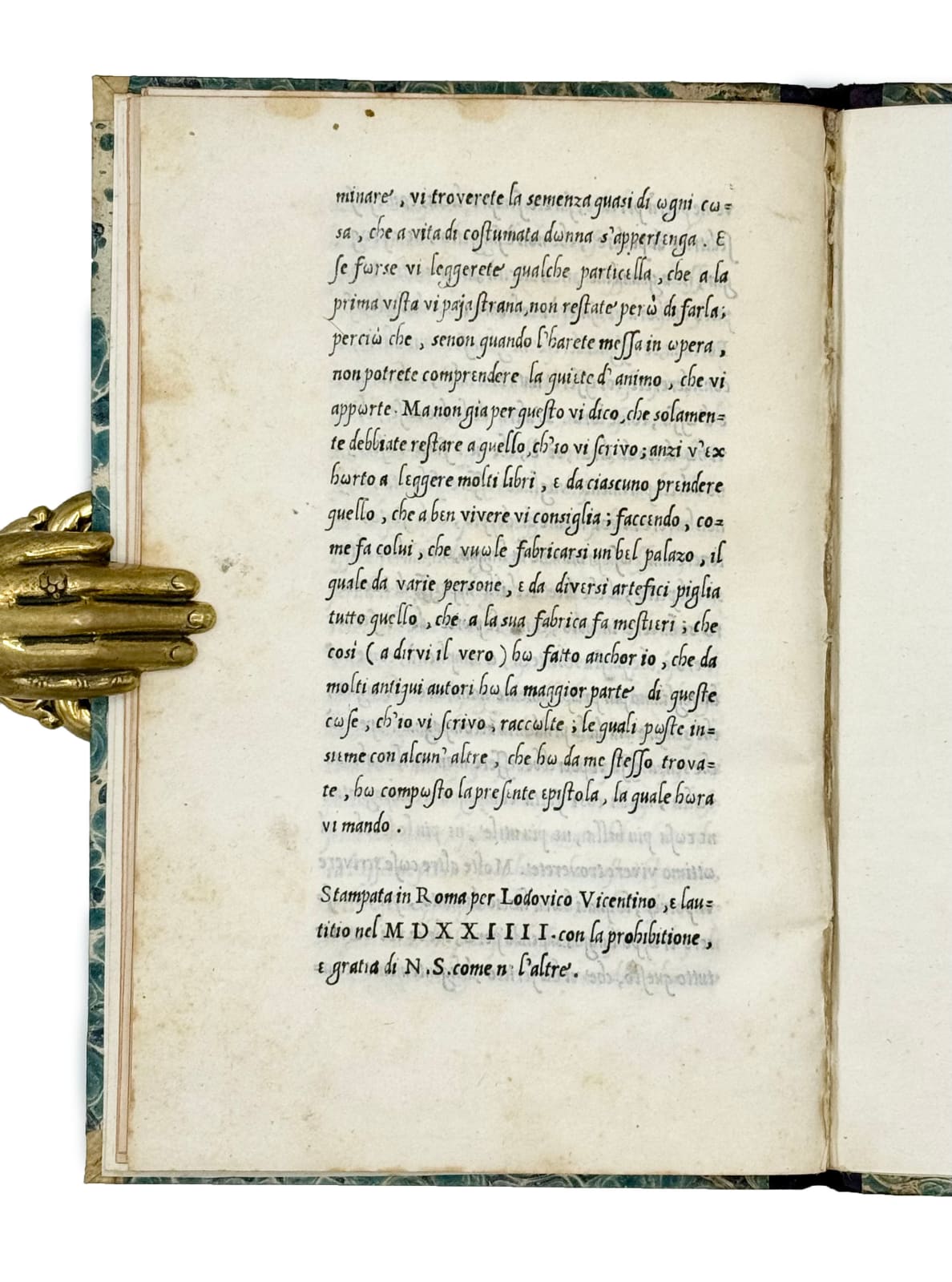 Trissino, Giovan Giorgio, Epistola del Trissino de la vita, che dee tenere una donna vedova, 1524. Rome. Lodovico vicentino and Lautitio.