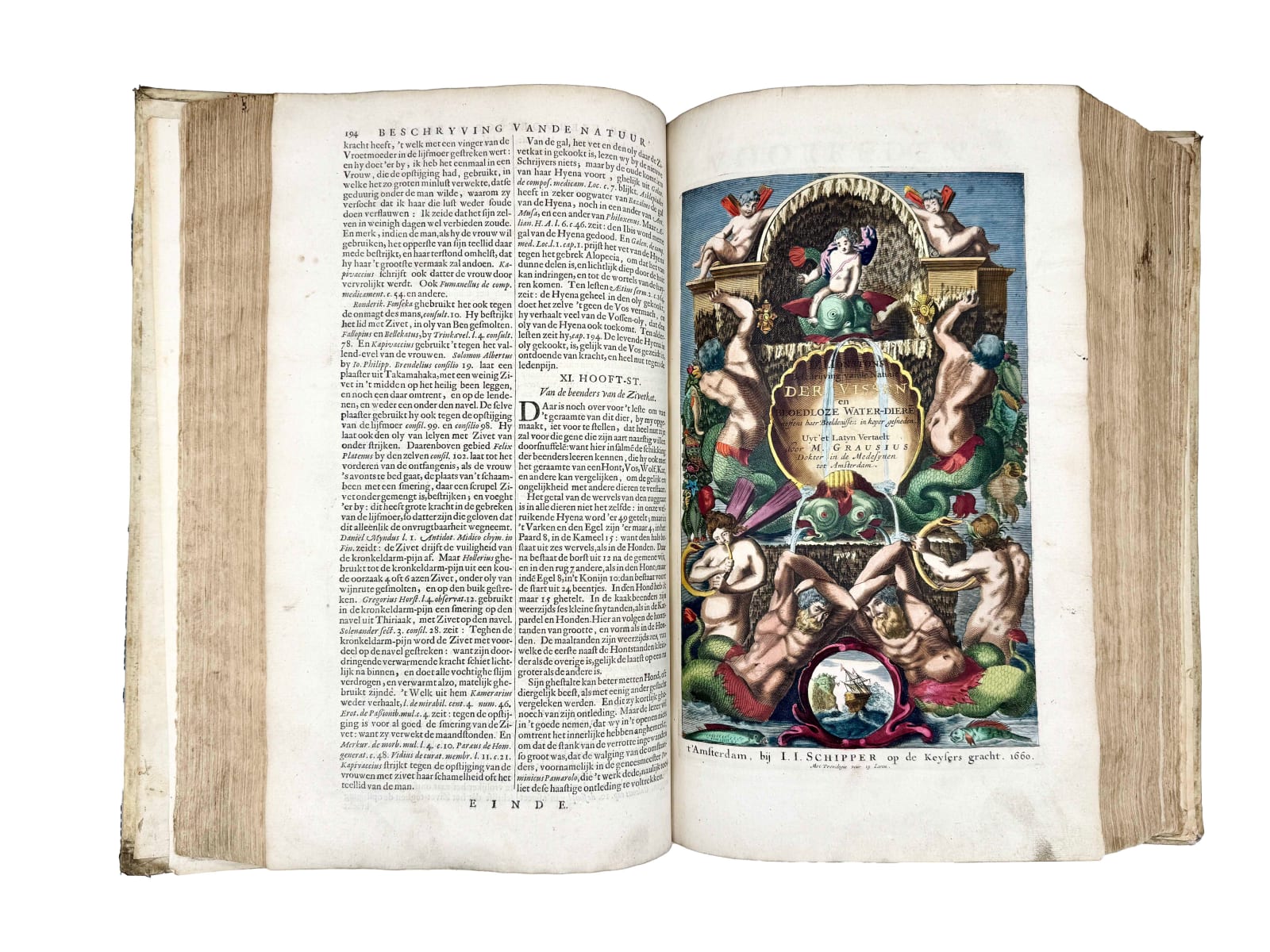 Jonston, Johannes (Matthias GRAUS, translator), Naeukeurige beschryving van de natuur der vier-voetige dieren, vissen en bloedlooze water-dieren, vogelen, kronkel-dieren, slangen en draken, Amsterdam, Jan Jacobsz. Schipper, 1660.