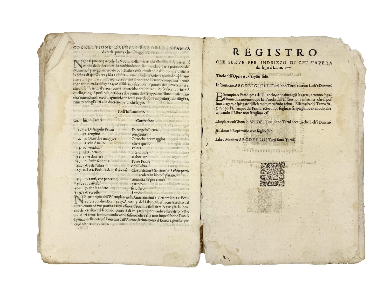 Flori, Ludovico, Trattato del modo di tenere il libro doppio domestico, Palermo: Decio Cirillo, 1636.