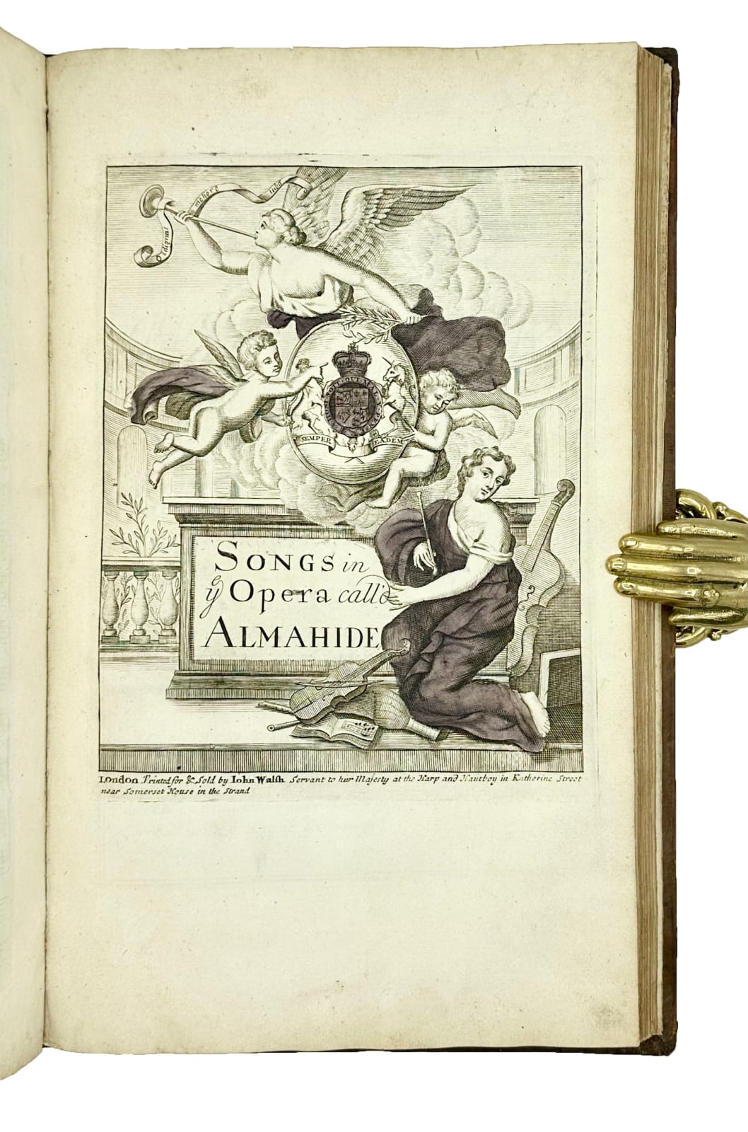 [Conti, Francesco Bartolomeo, Francesco Mancini & John Jacob Heidegger], Operas of Clotilda, Hydaspes and Almahide [title from binding]: Songs in the New Opera, Call'd Clotilda [with:] Songs in the New Opera Call'd Hydaspes [and:] Songs in the New Opera Call'd Almahide. The Songs done in Italian & English as they are Perform'd at ye Queens Theatre, 1709, 1710, 1710. London. Printed for & Sold by John Walsh, P. Randall, and I. Hare.