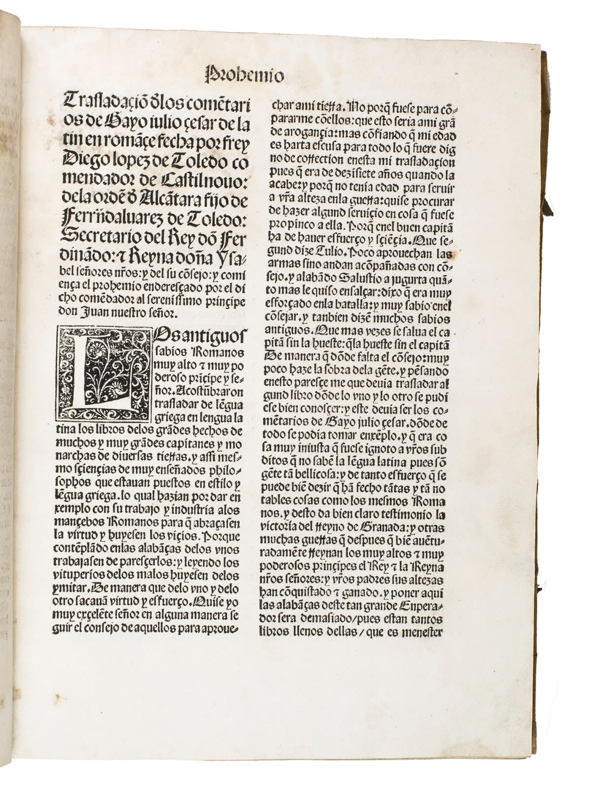 Caesar, Gaius Julius, Los Comentarios de Gayo Julio Cesar, 14 July, 1498. Toledo. A costa del muy hõrrado mercader Melchior Gorriçio por maestre Pedro Hagembach.