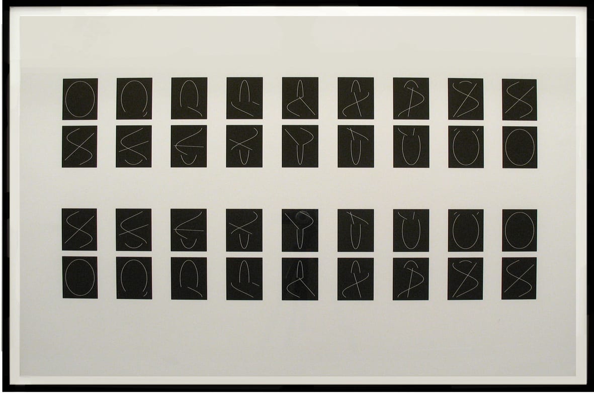 Anthony Mccall, Between You and I - Foot print pairs at two-minute intervals and installation view, 2006