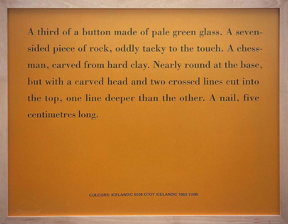 BIRGIR ANDRÉSSON, Still Life (A third of a button made of pale green glass...), 2000