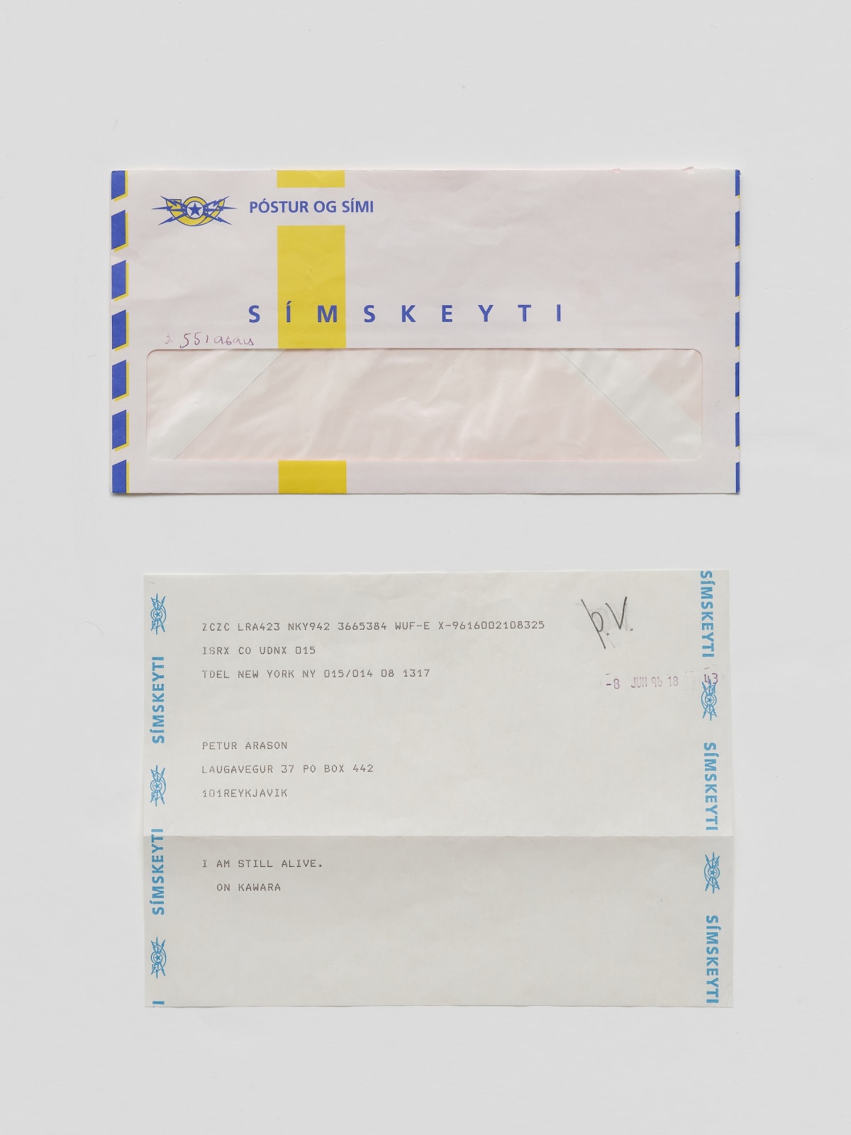 On Kawara, I AM STILL ALIVE, 1996
