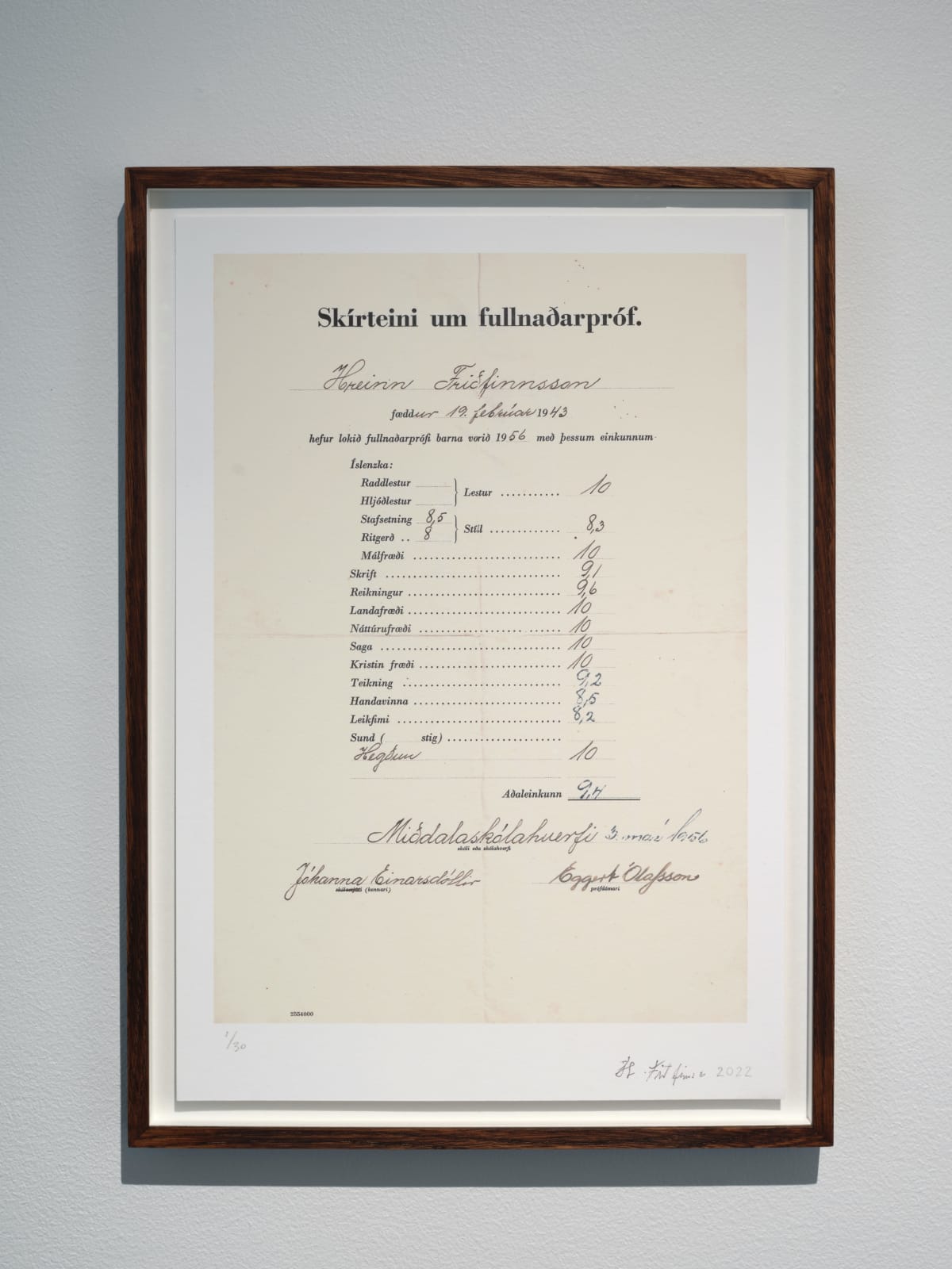 HREINN FRIÐFINNSSON, Fullnaðarpróf, 2022