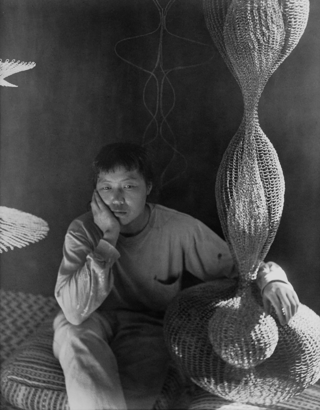 Imogen Cunningham, Ruth Asawa and Her Hanging Wire Sculptures, 1950s