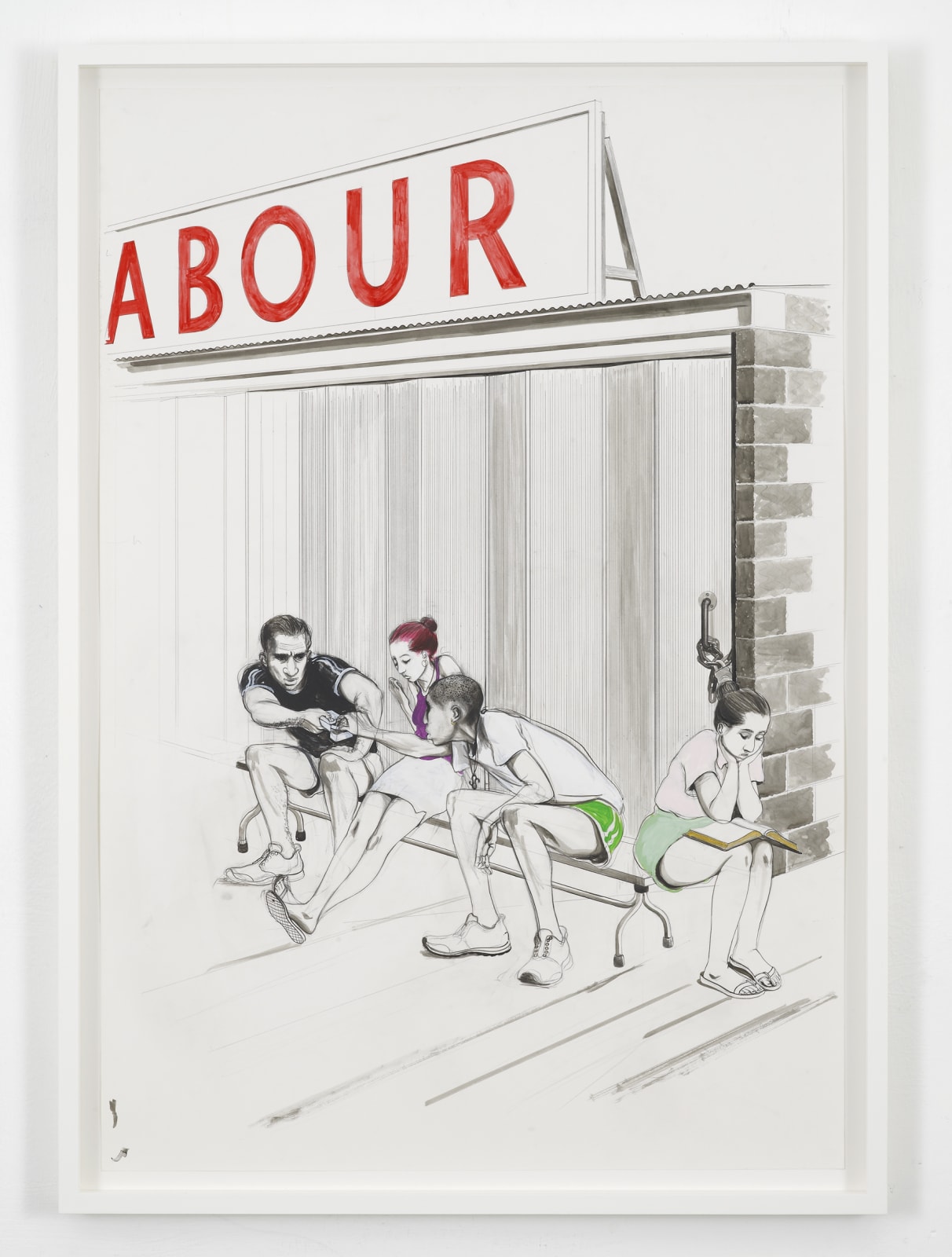 Charles Avery, Untitled (Study for itinerants waiting outside Labour exchange), 2017