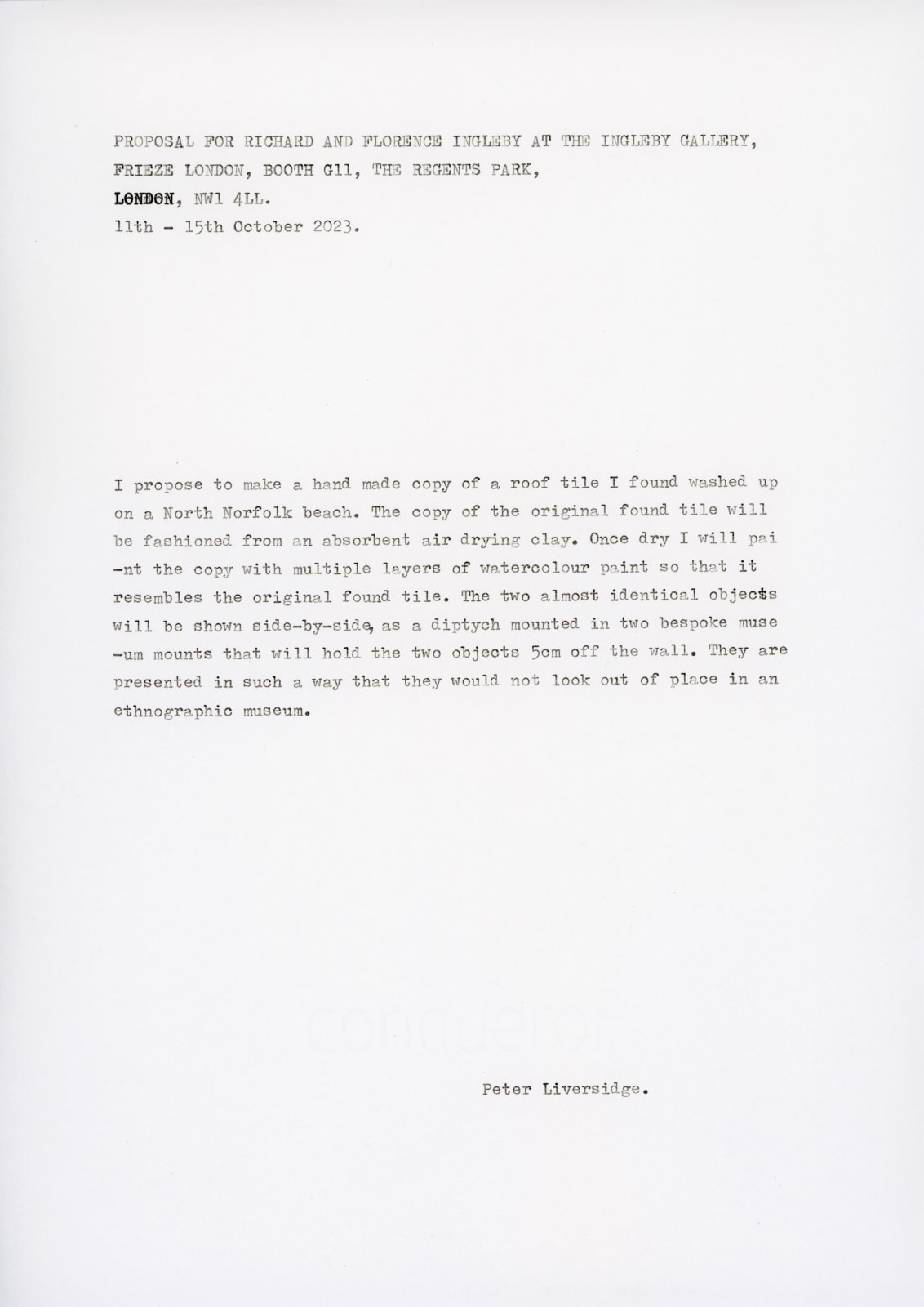 Peter Liversidge, Untitled (tile 4), 2022