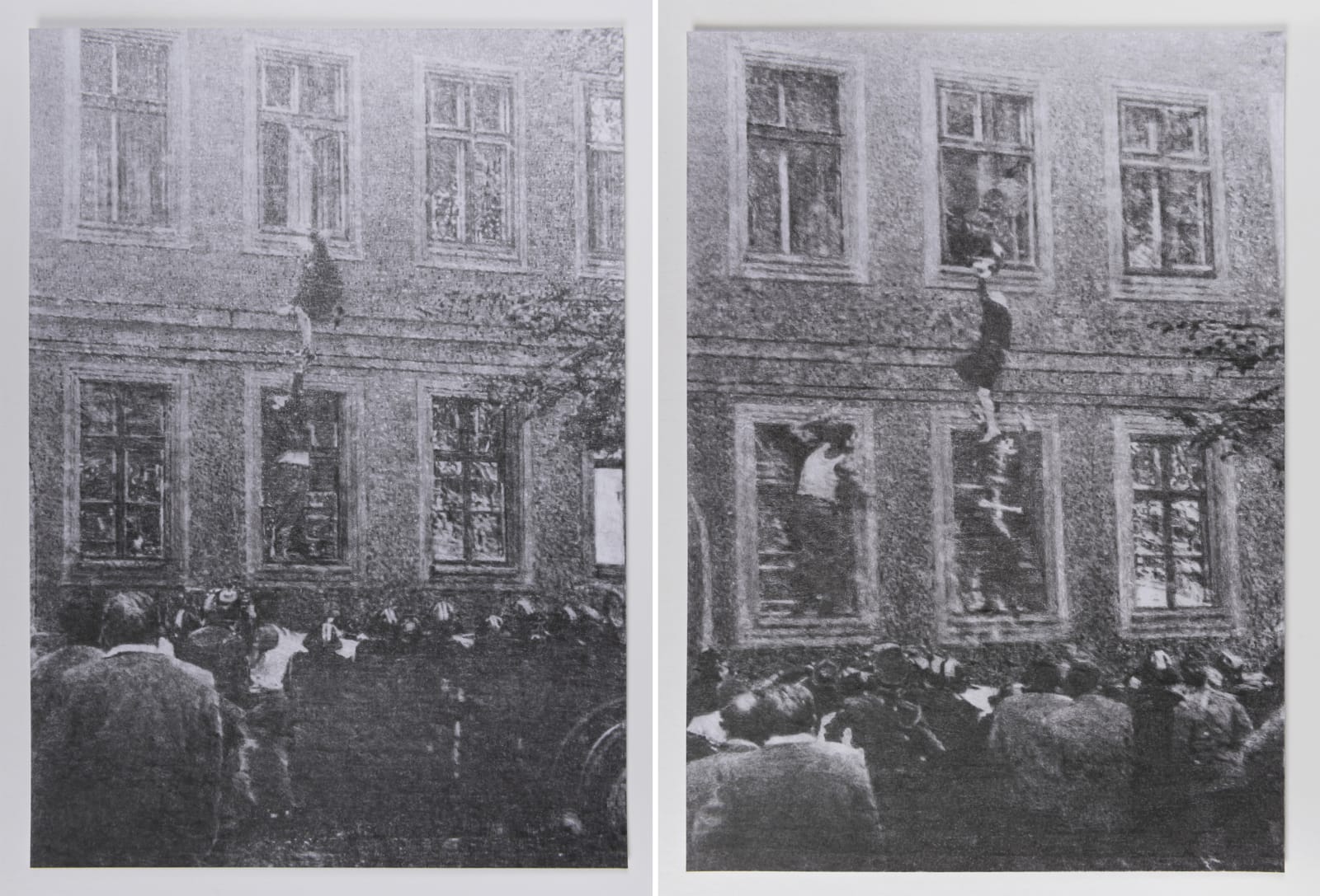 Richard Forster, Notes on Architecture: Frau Schulze escapes (diptych), 2016