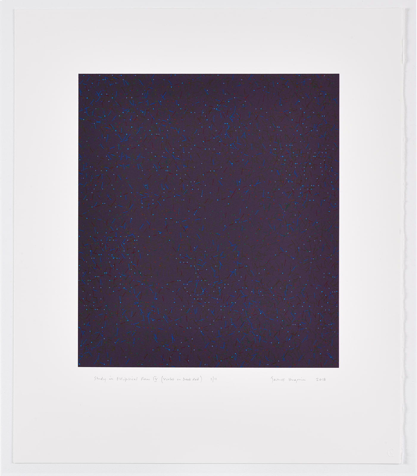 James Hugonin, Study in Elliptical Form IV (Violet on Dark Red), 2018