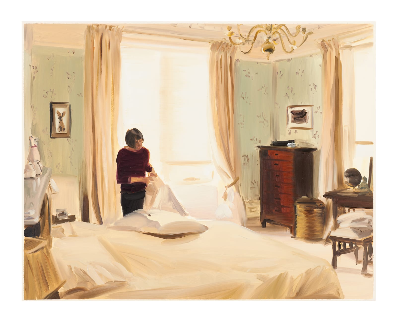 Caroline Walker, Study for Changing Pillowcases, mid morning, March, 2019