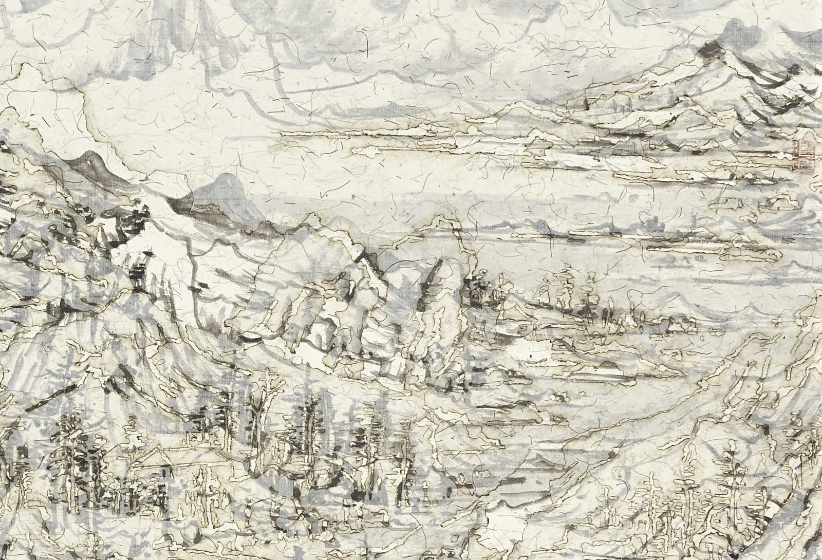 Wang Tiande 王天德, Reading the Stele in Light Snow 薄雪读碑图, 2019