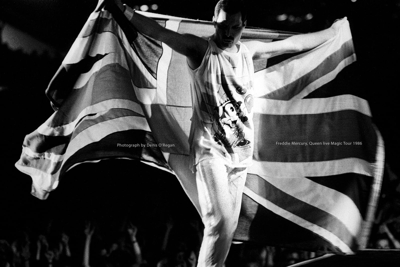 QUEEN, Freddie Mercury Live UK Flag, 1986