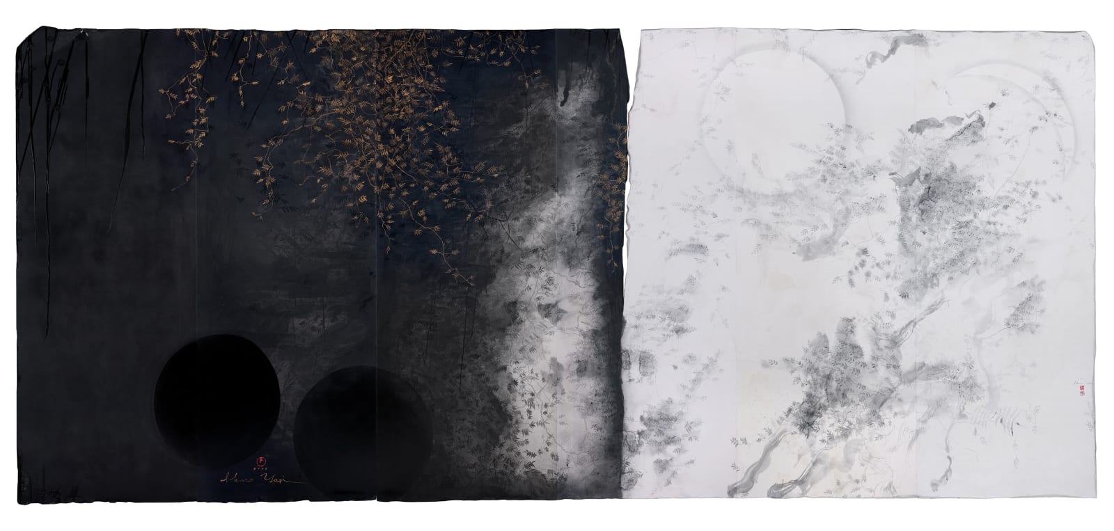 Ikuro Yagi, Landscape with the Sun and Moon 日月山水図, 2017