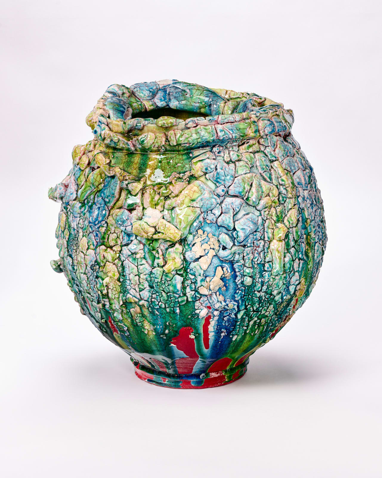 Kodai Ujiie, Oribe Lacquer Large Jar - 織部漆朱塗大壺, 2023
