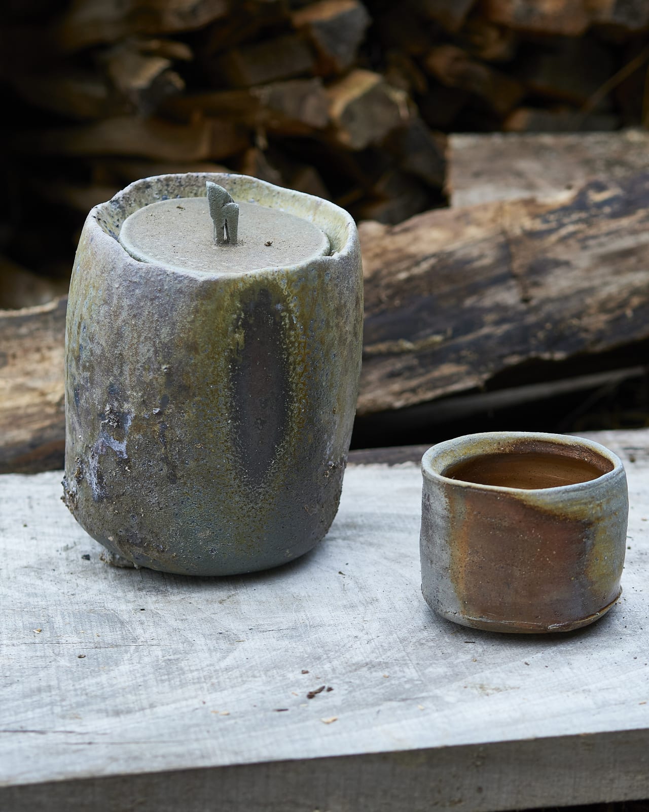 Hiroshi Goseki, Hiyama Bizen Tea Bowl - 桧山備前茶盌(筒型)