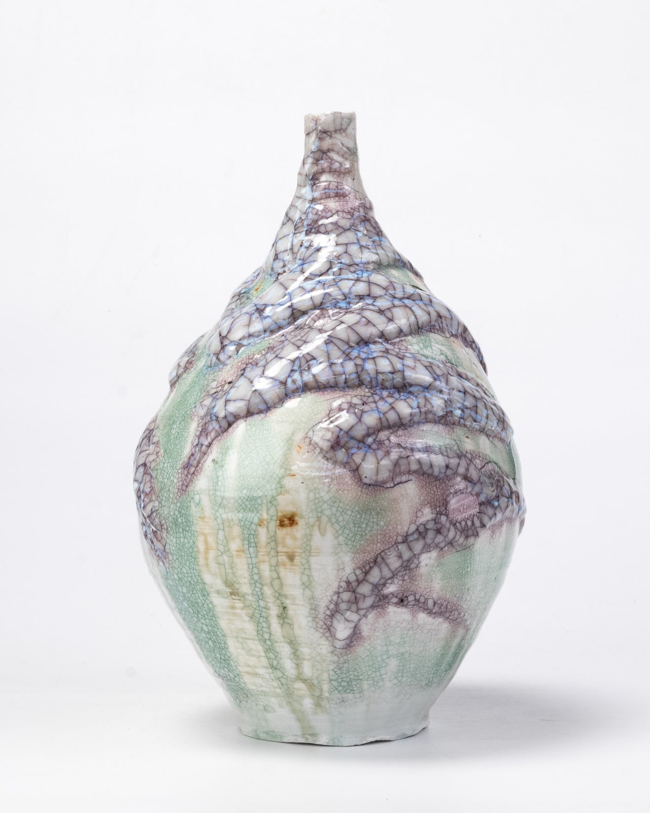 Kodai Ujiie, White Glaze Lacquer Vase - 漆貫入彩白磁中壺, 2023