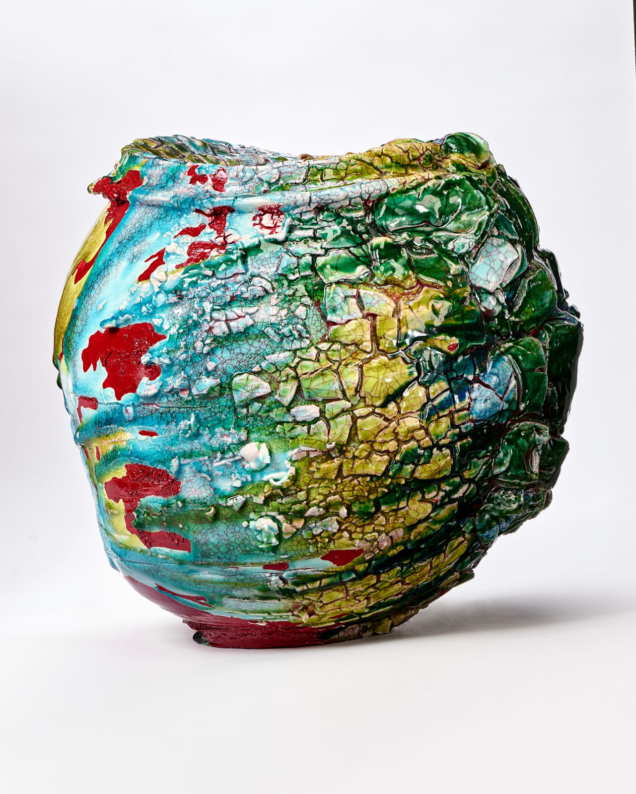 Kodai Ujiie, Oribe Lacquer Large Jar - 織部漆朱塗大壺, 2023