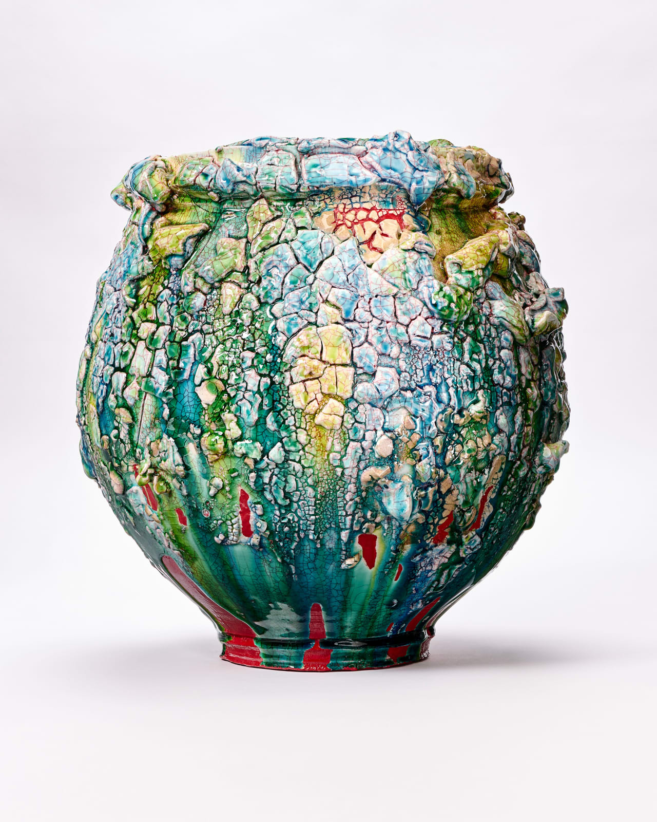 Kodai Ujiie, Oribe Lacquer Large Jar - 織部漆朱塗大壺, 2023