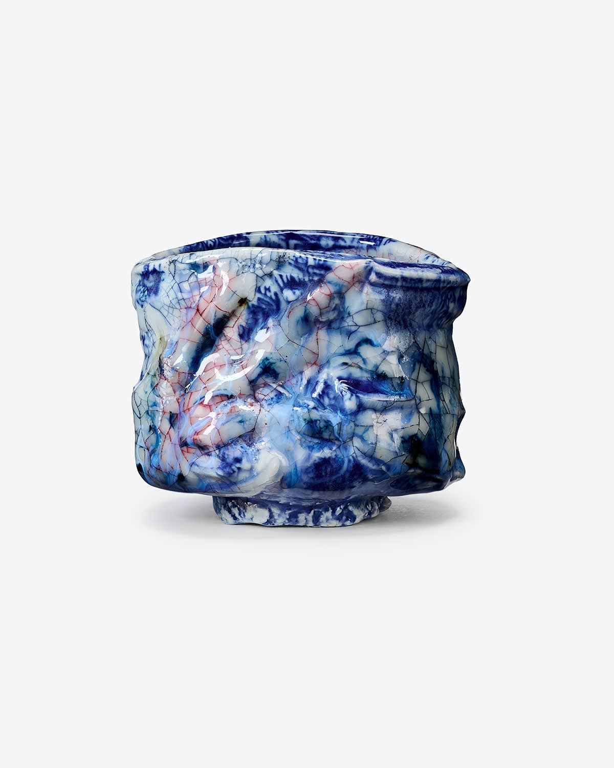 Kodai Ujiie, Blue and White Lacquer Tea Bowl 漆貫入彩染付茶盌, 2024