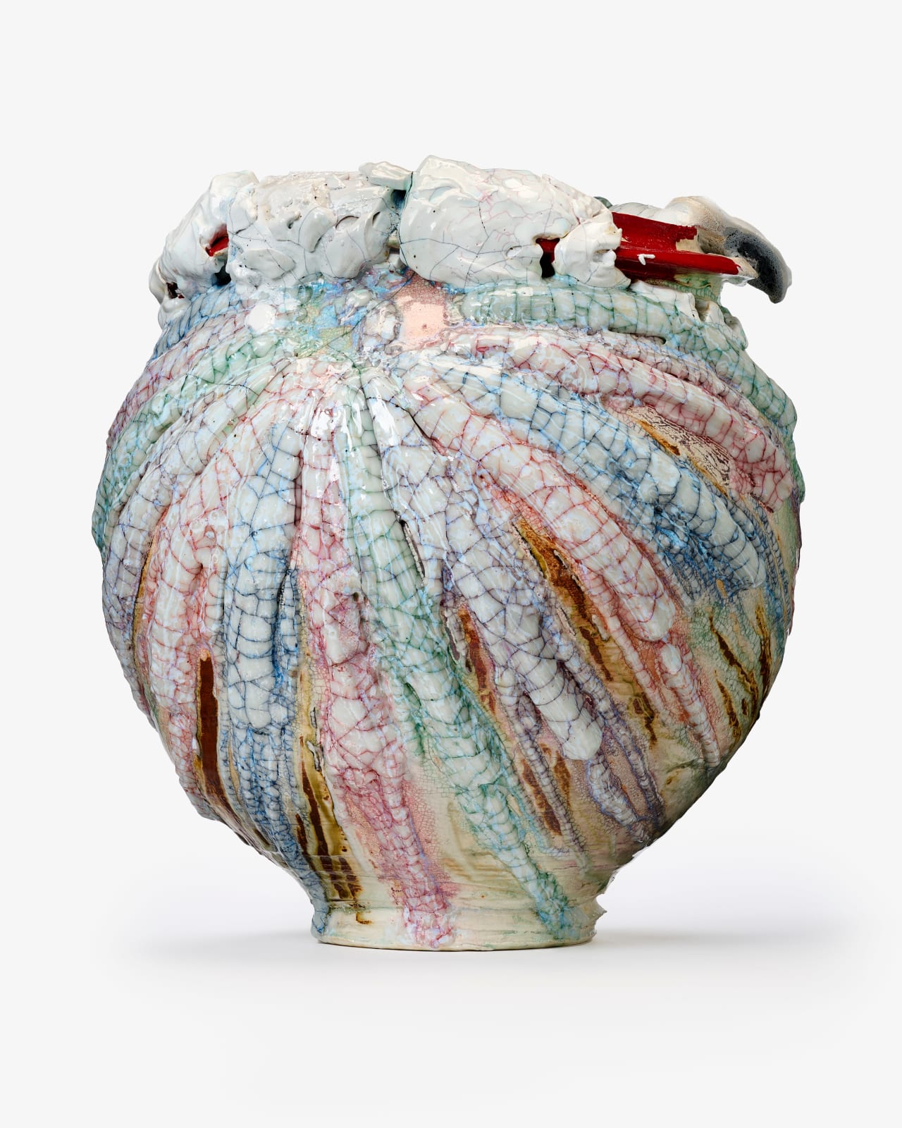 Kodai Ujiie, White Glaze Lacquer Jar - 漆貫入彩白釉大壺, 2023