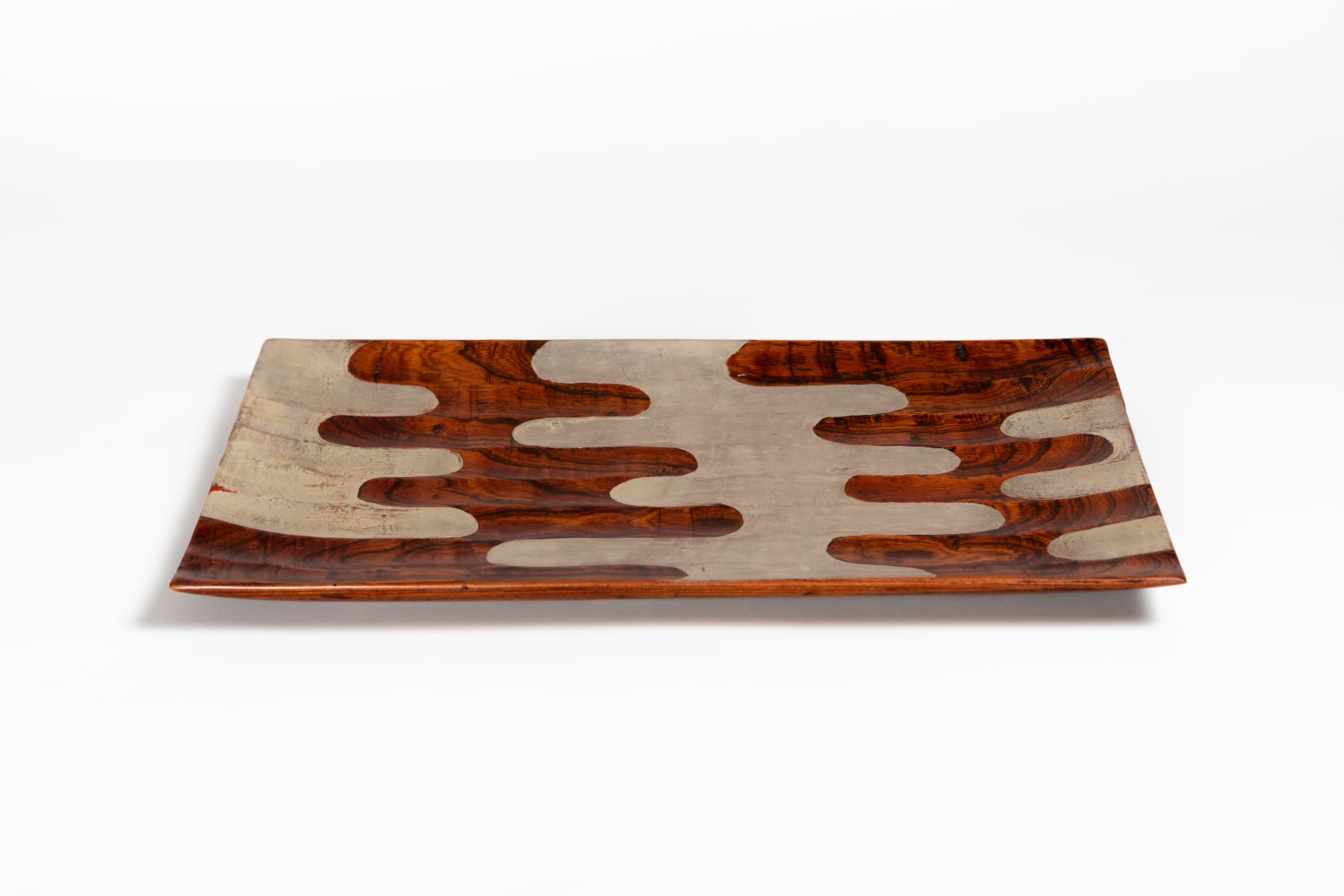 Tohru Matsuzaki, Chestnut Wiped Lacquer Silver Tray