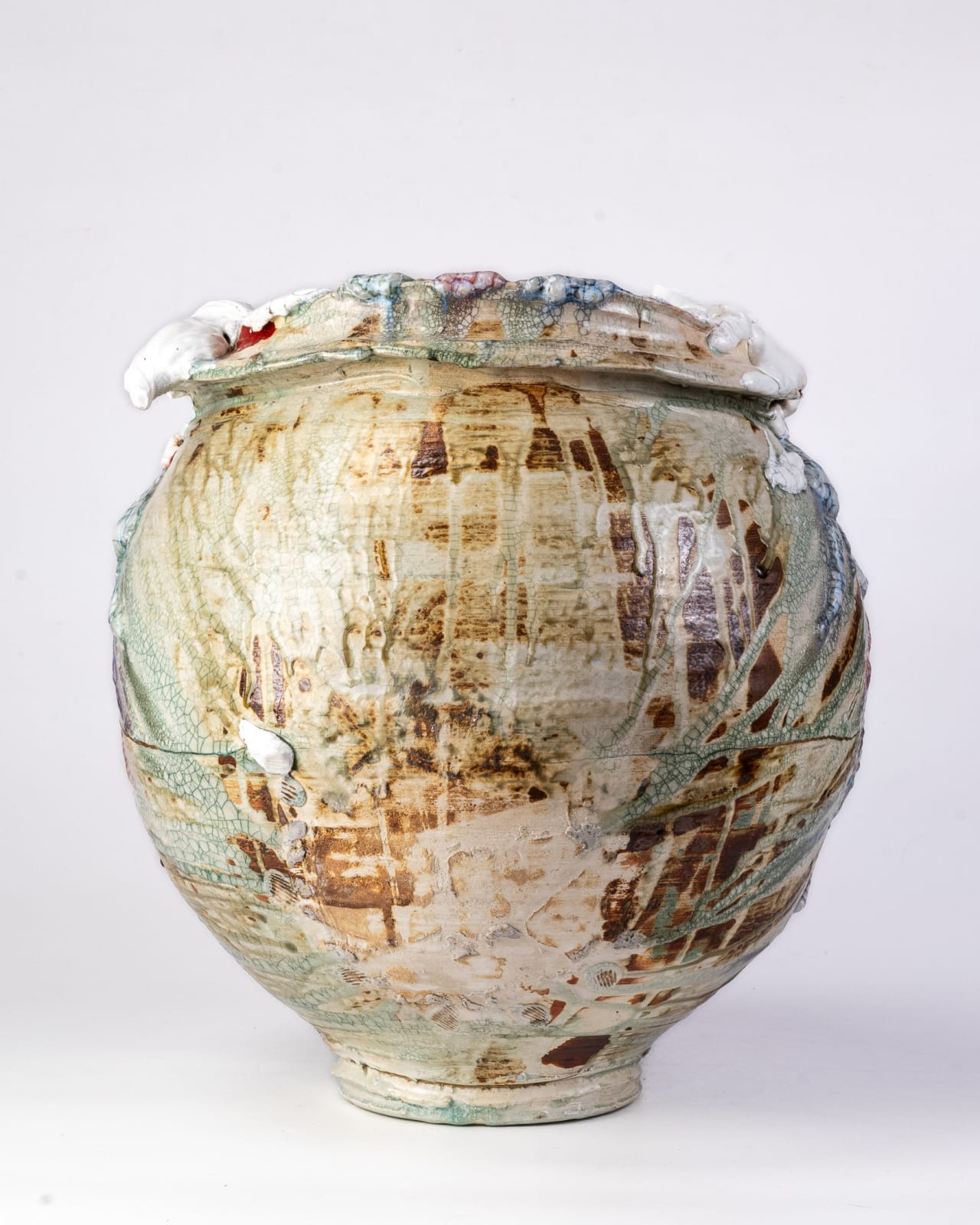 Kodai Ujiie, White Glaze Lacquer Jar - 漆貫入彩白釉大壺, 2023