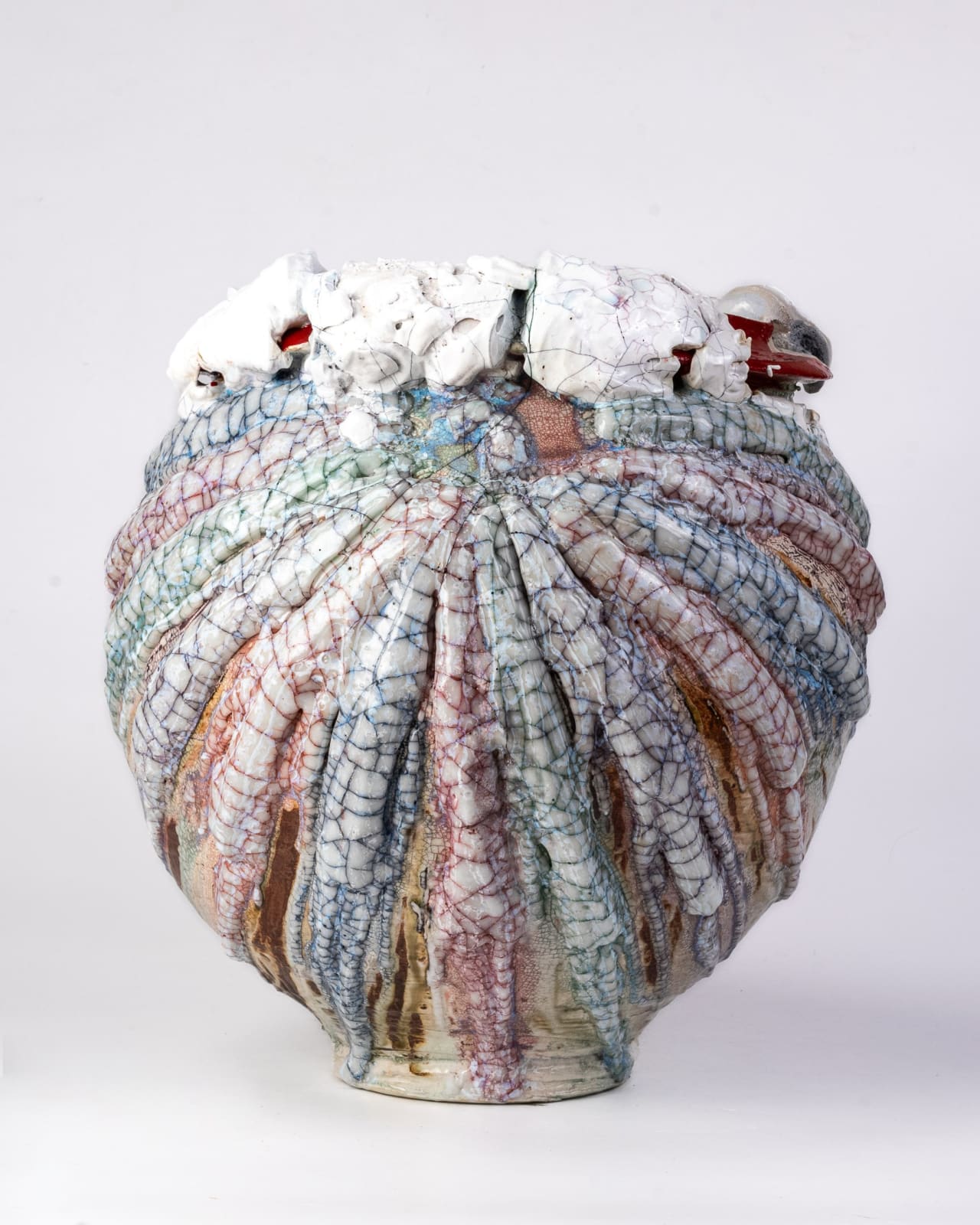 Kodai Ujiie, White Glaze Lacquer Jar - 漆貫入彩白釉大壺, 2023
