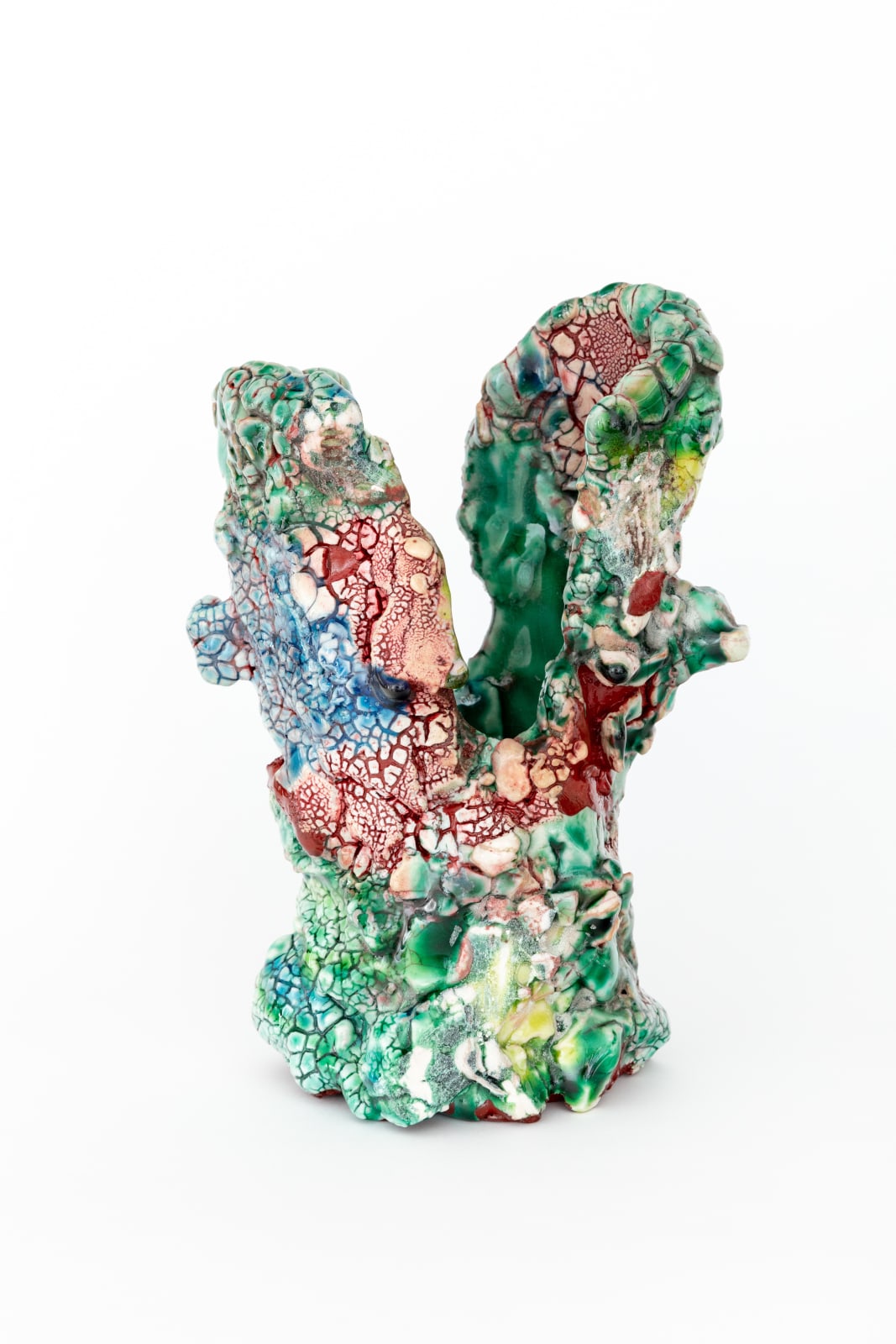 Kodai Ujiie, Oribe Vase - 織部漆朱塗花器